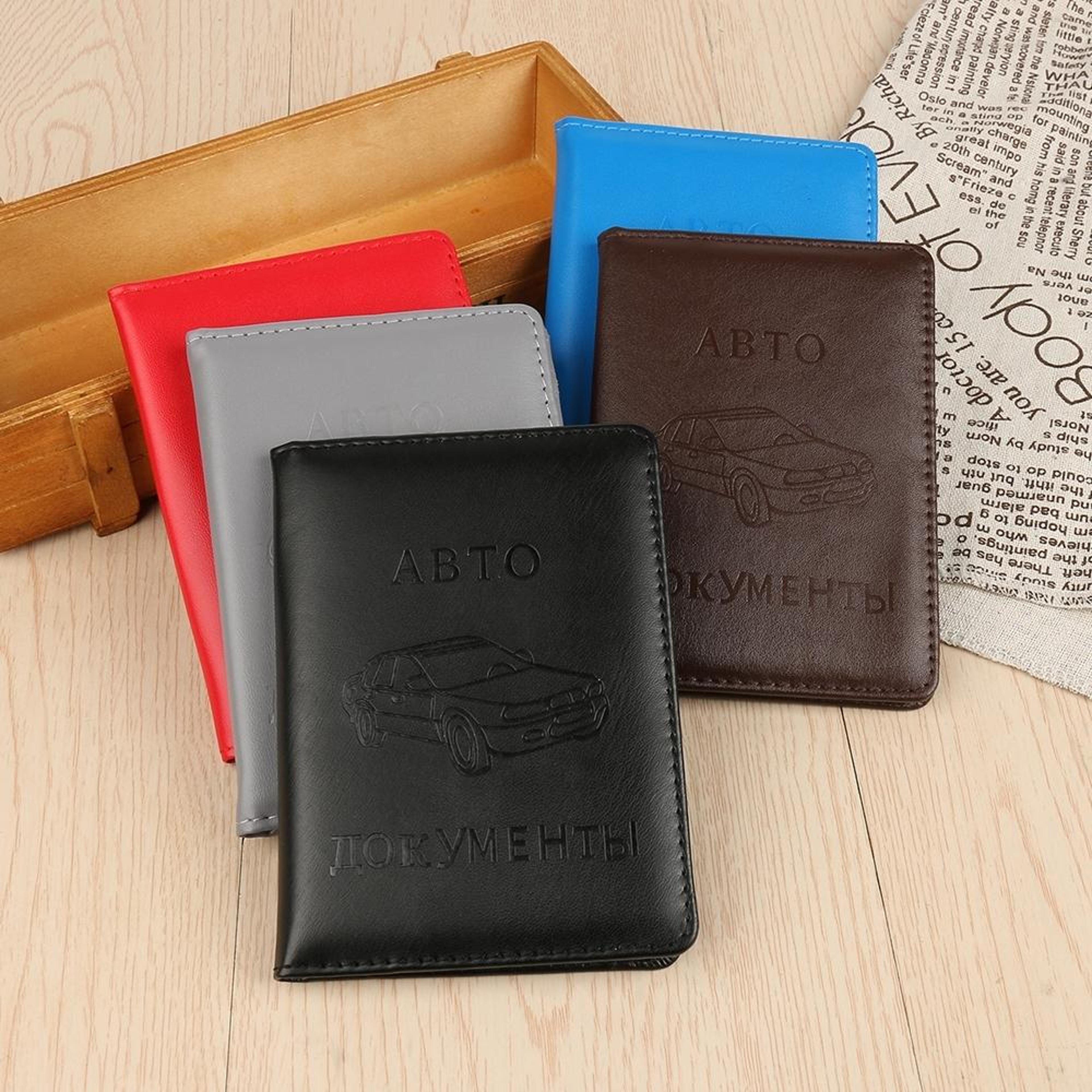 slim leather card holder wallet for driving license, credit cards & daily essentials