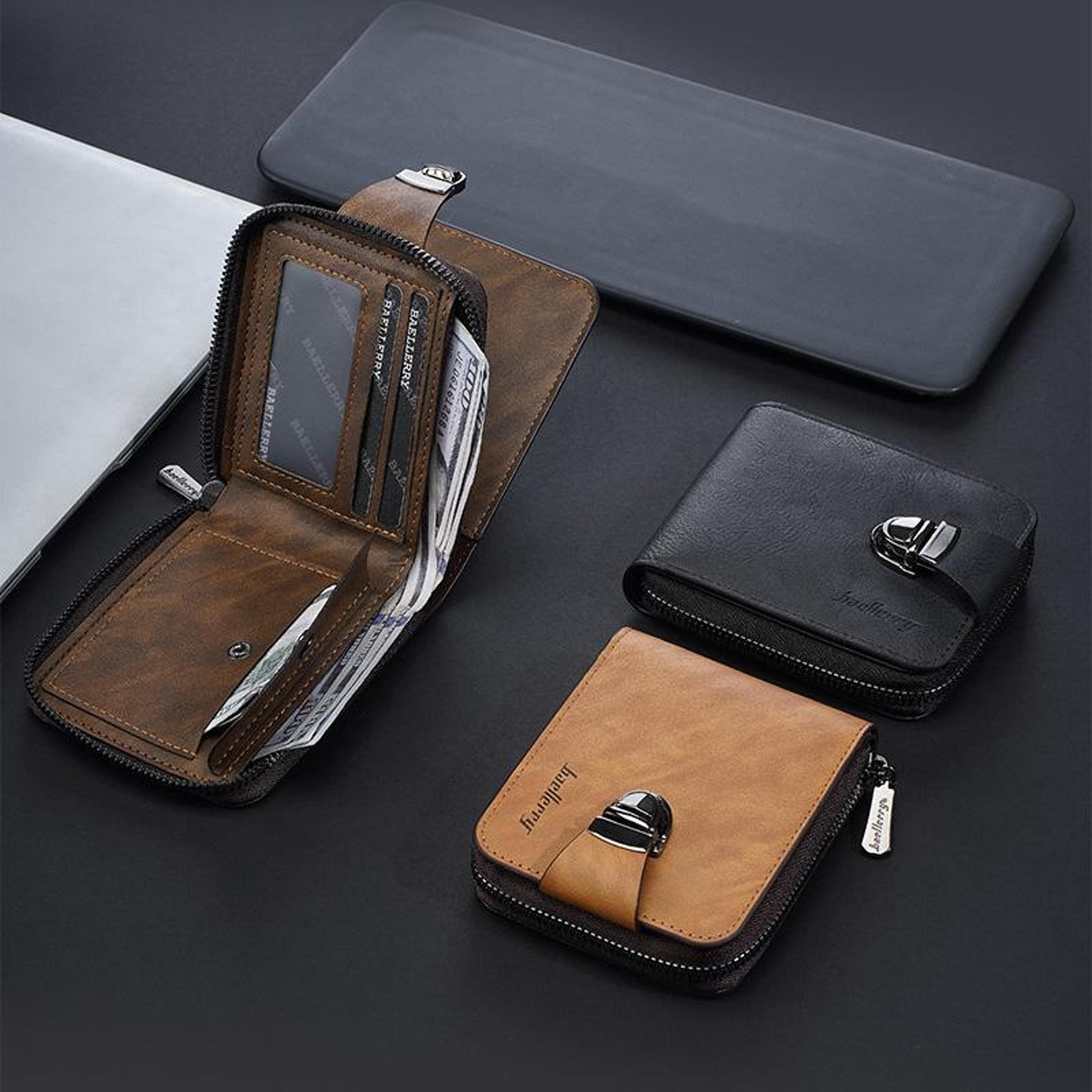 vintage rfid men wallet with zipper coin pocket & multi card holder