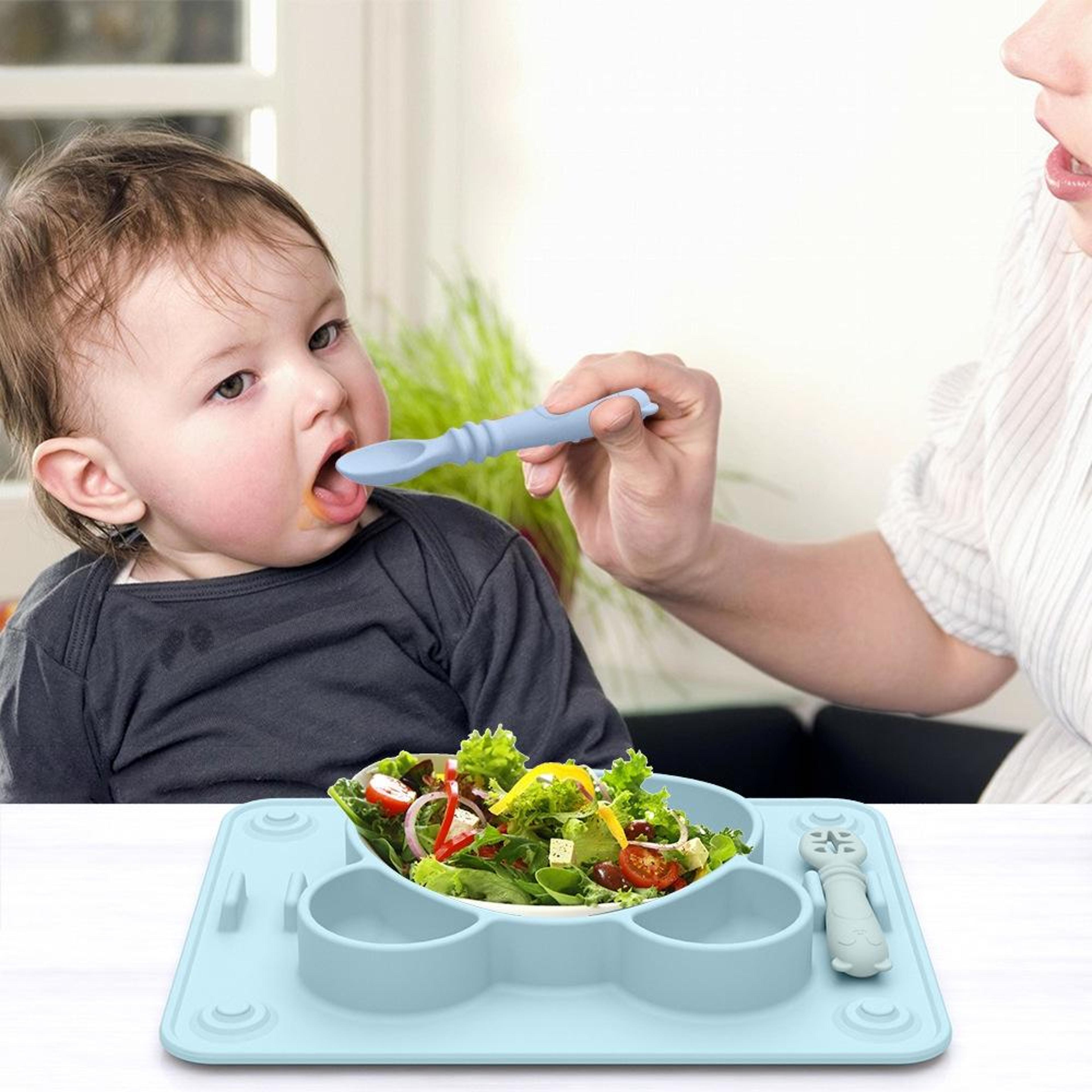 panda silicone suction plate for toddlers bpa free divided baby feeding dish