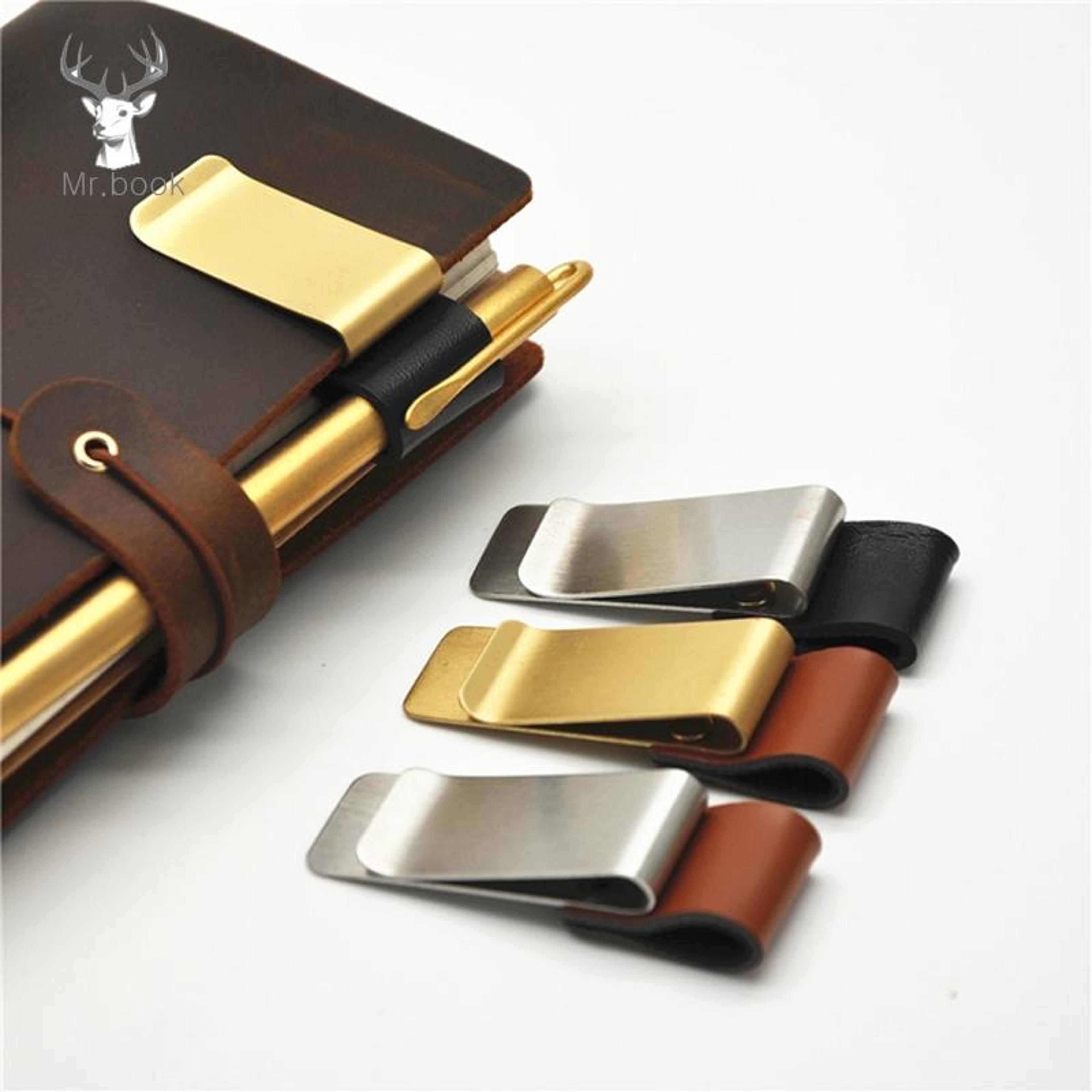 vintage leather pen loop clip for notebooks and journals
