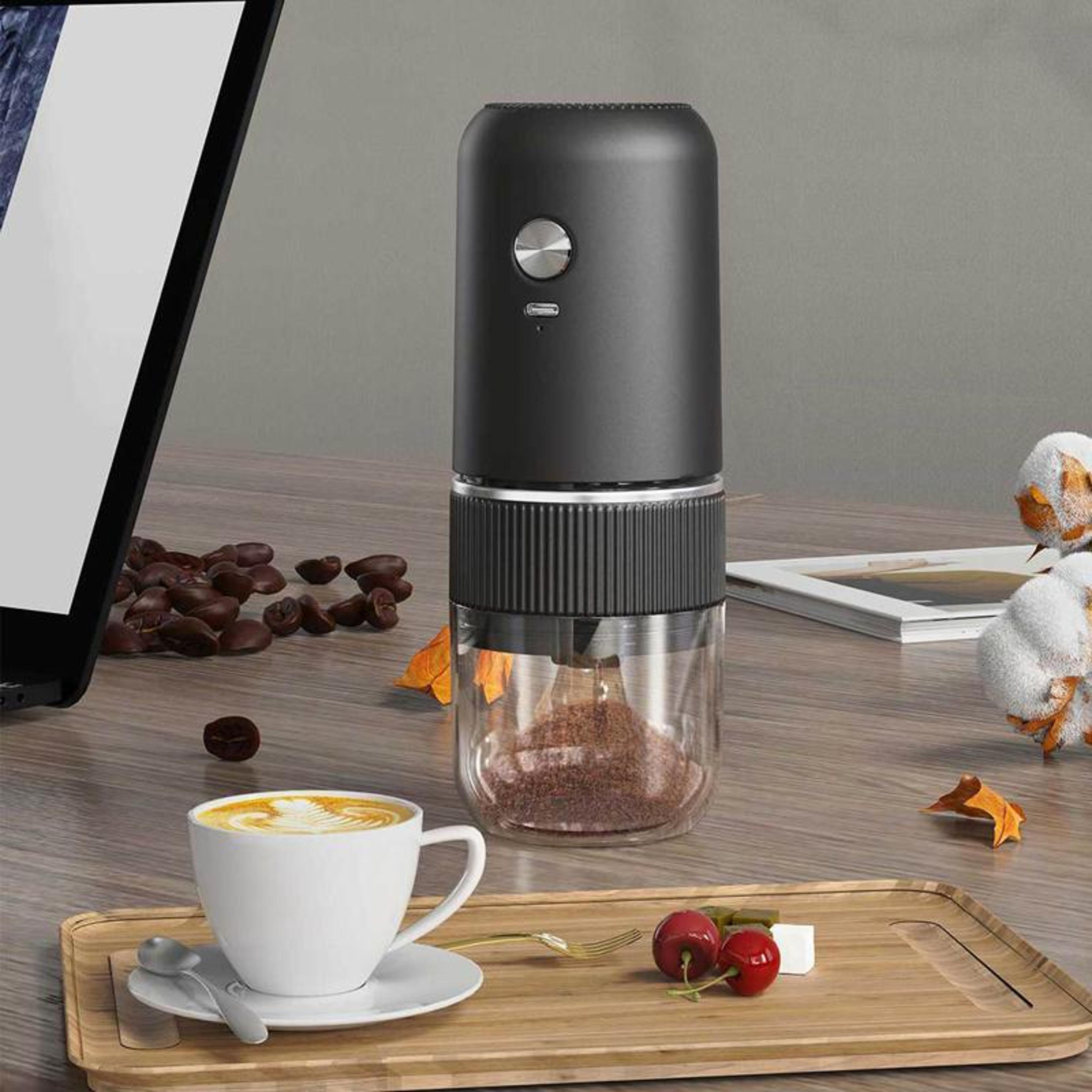 portable electric burr coffee grinder usb rechargeable ceramic mill for espresso & travel