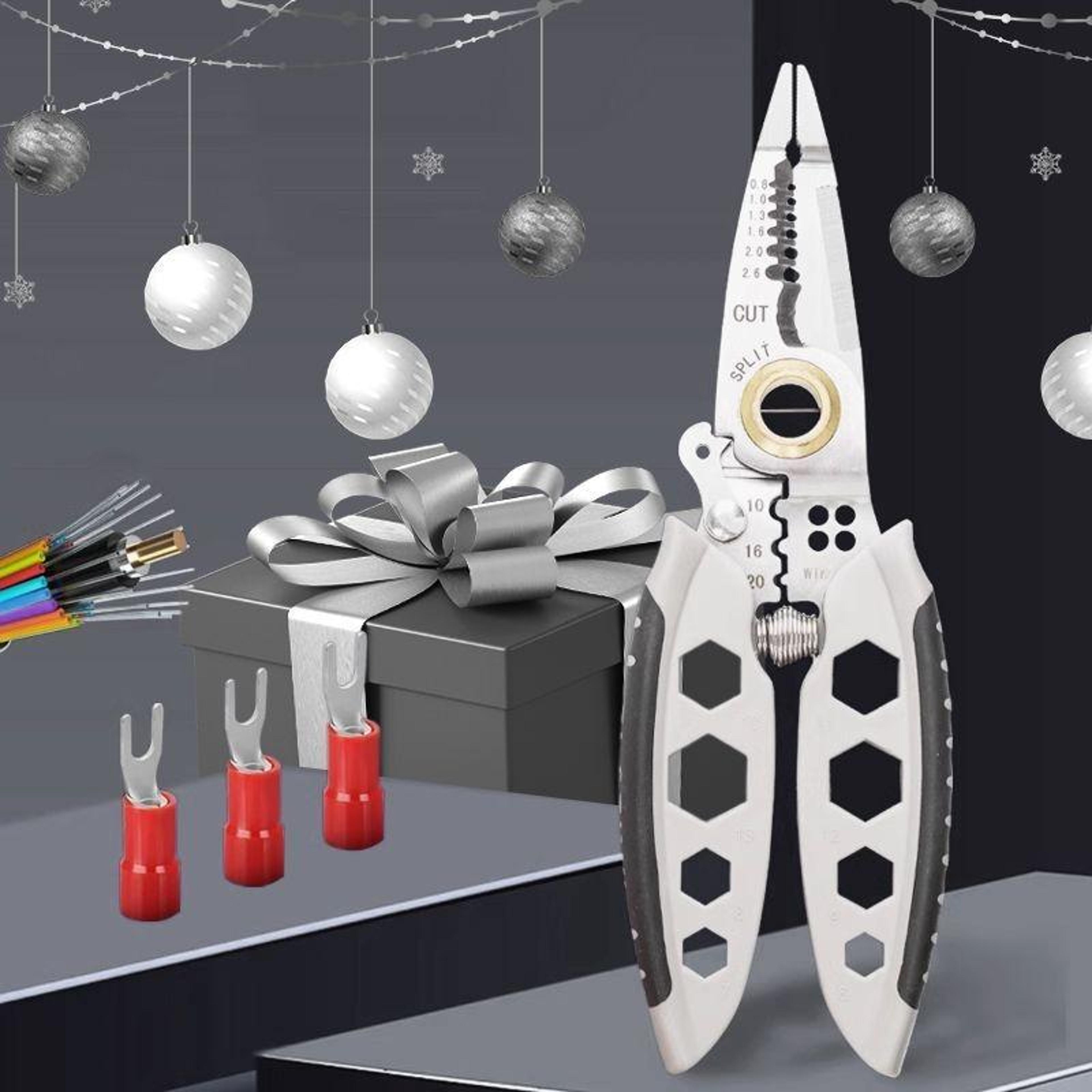 7-inch wire stripper & crimping tool with hex wrench holes for electricians