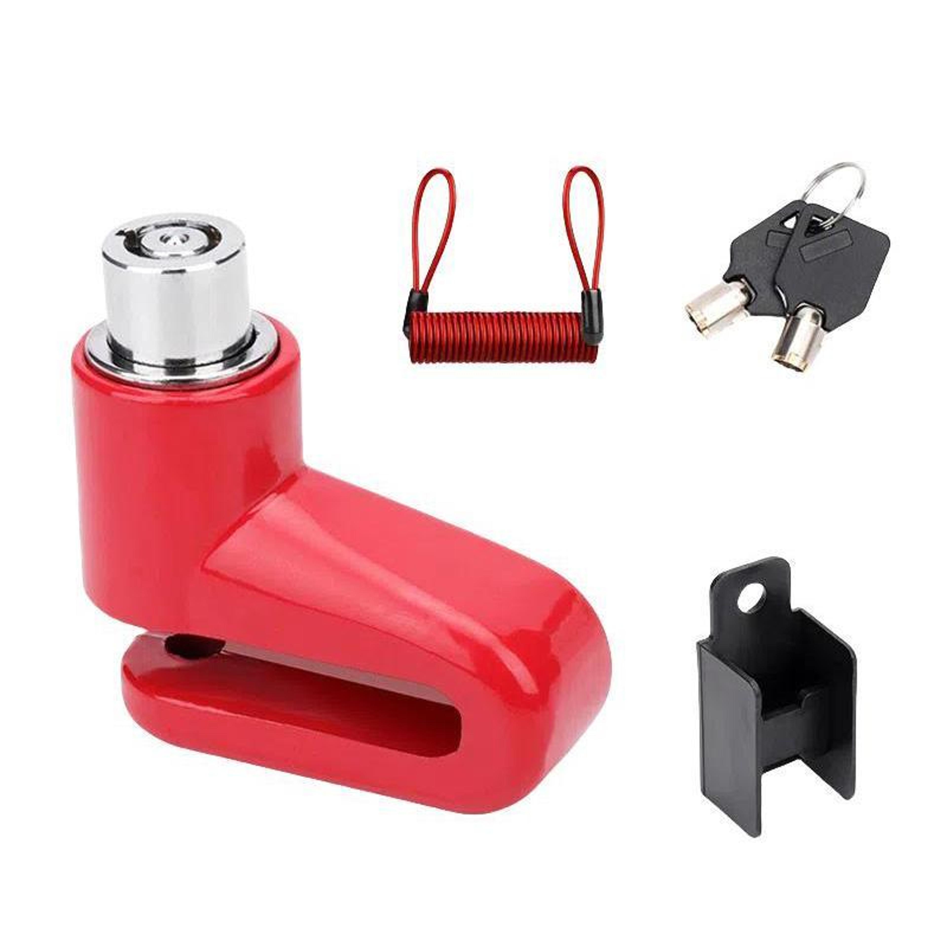 bicycle disc brake lock with reminder cable for bikes & motorcycles