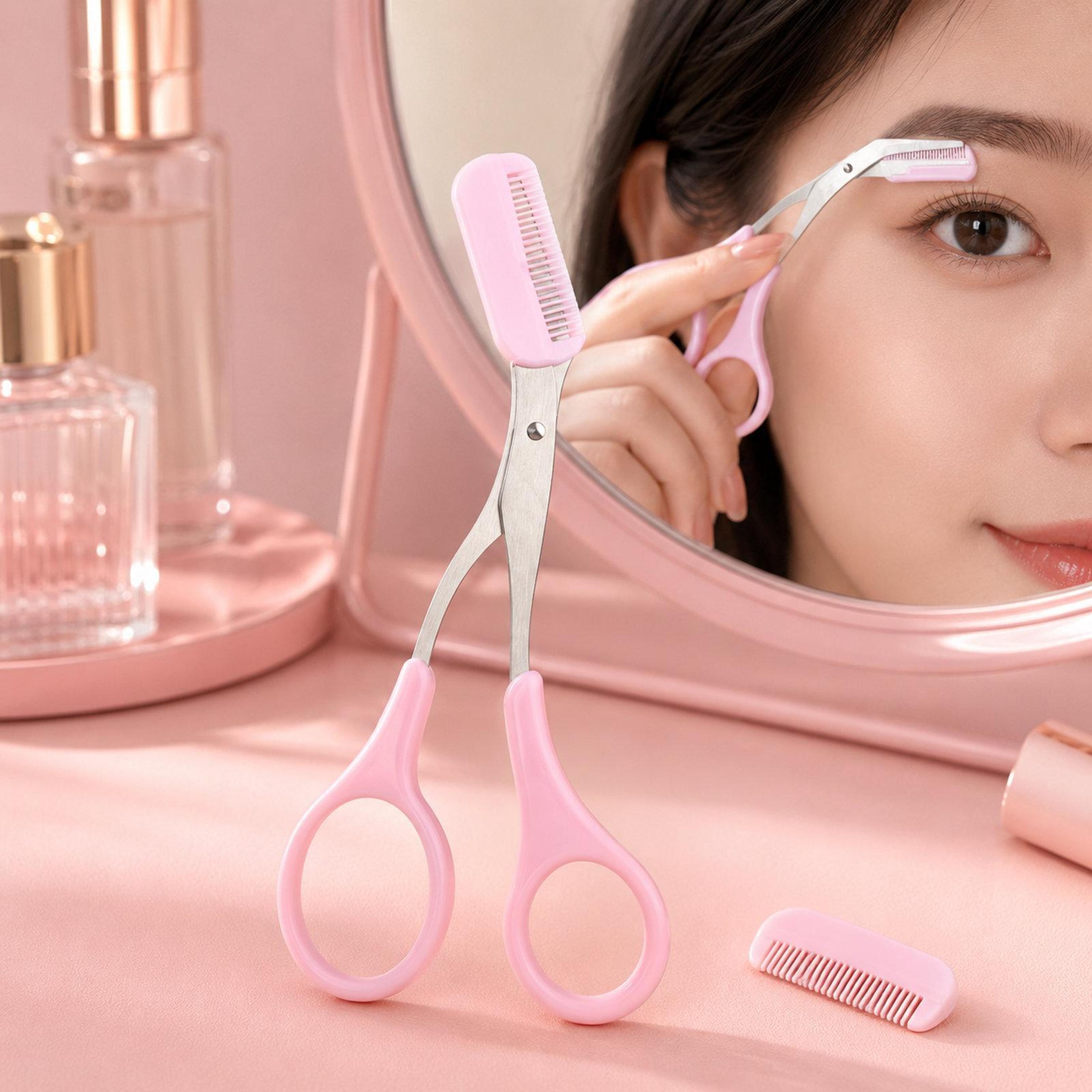 precisionglow eyebrow scissors with comb, stainless steel curved eyebrow trimmer for easy brow shaping