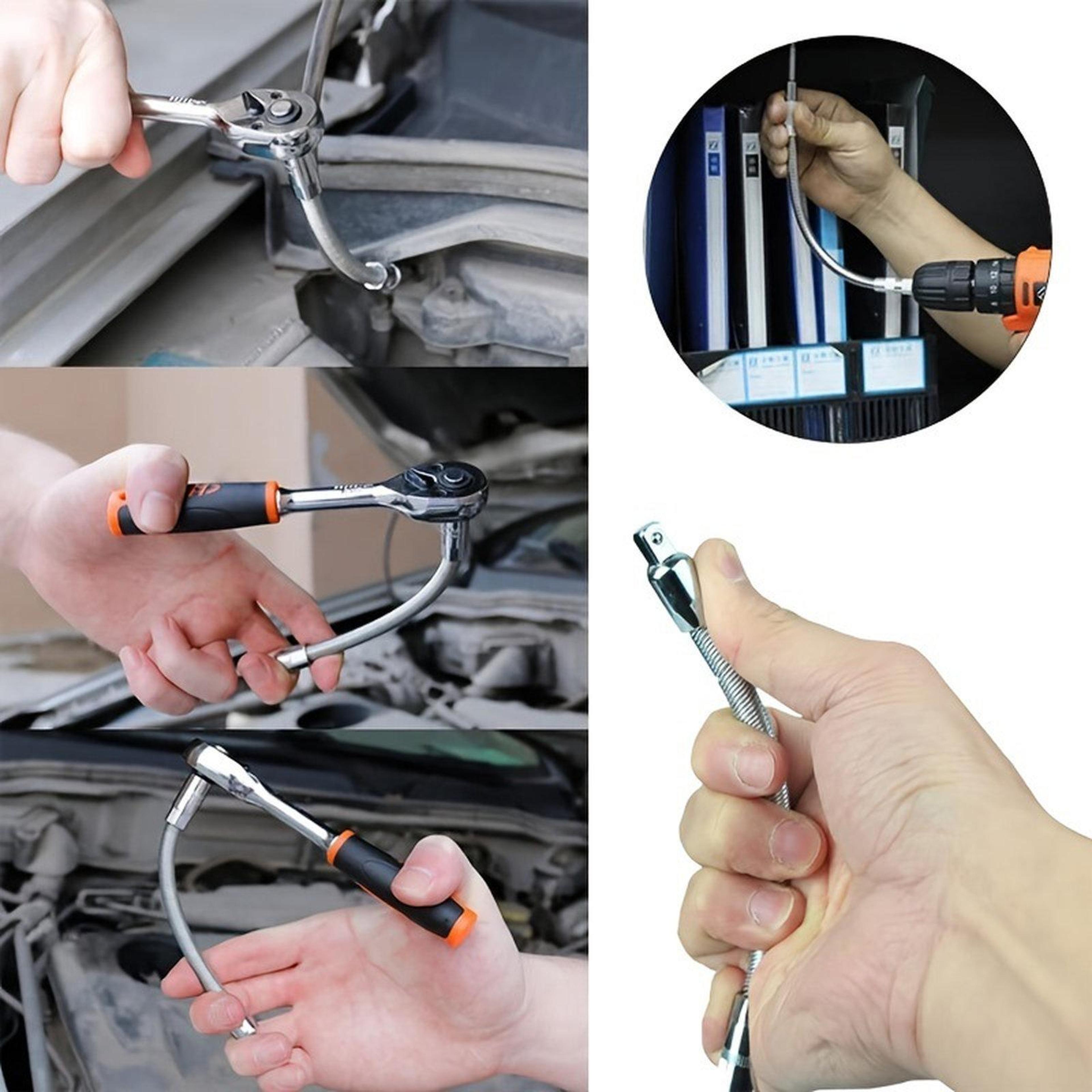 1/4-inch flexible extension bar 140mm cr-v socket extension for tight spaces