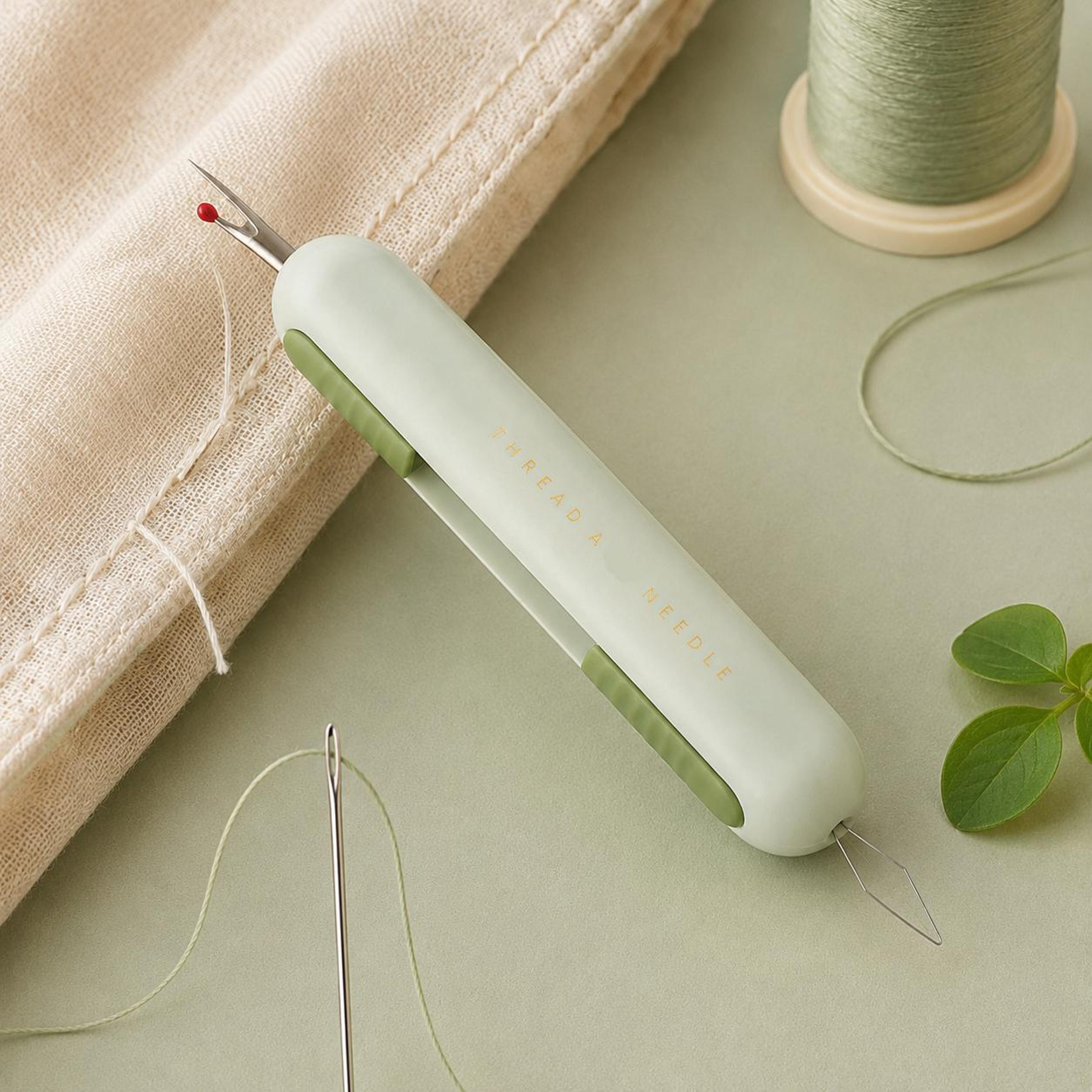 retractable seam ripper & needle threader 2-in-1 tool for hand sewing and embroidery