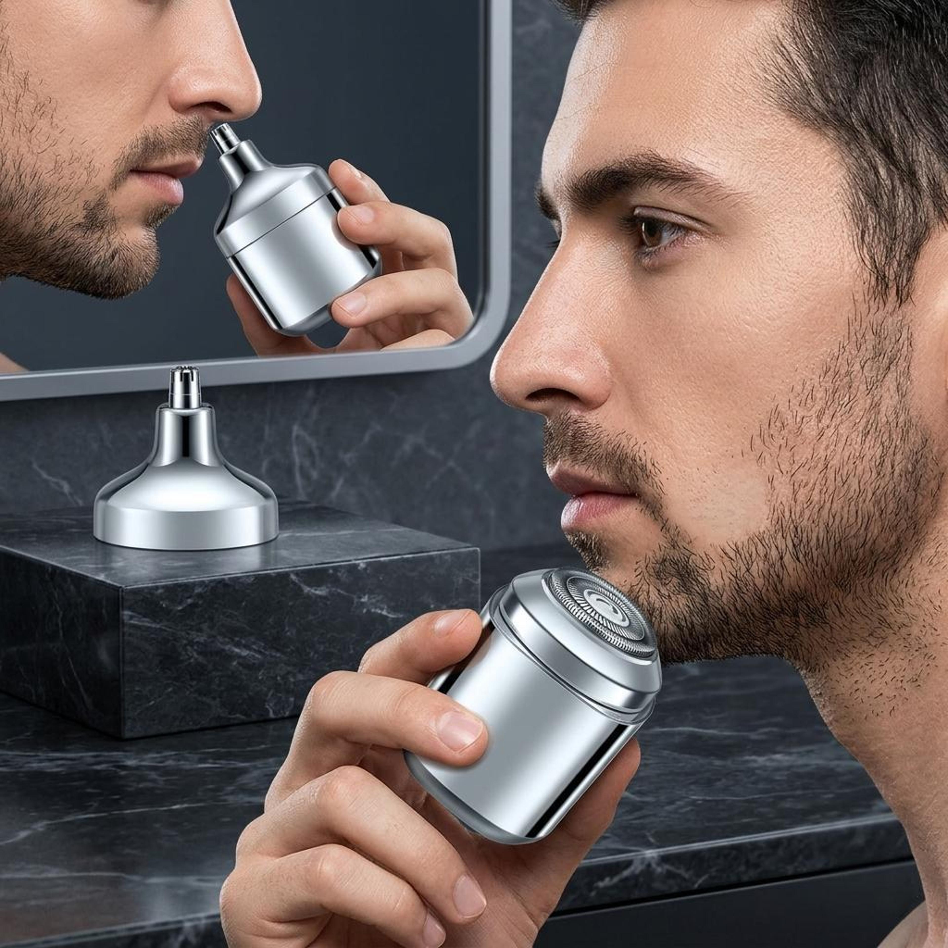 2-in-1 mini electric shaver for men portable travel razor & nose hair trimmer
