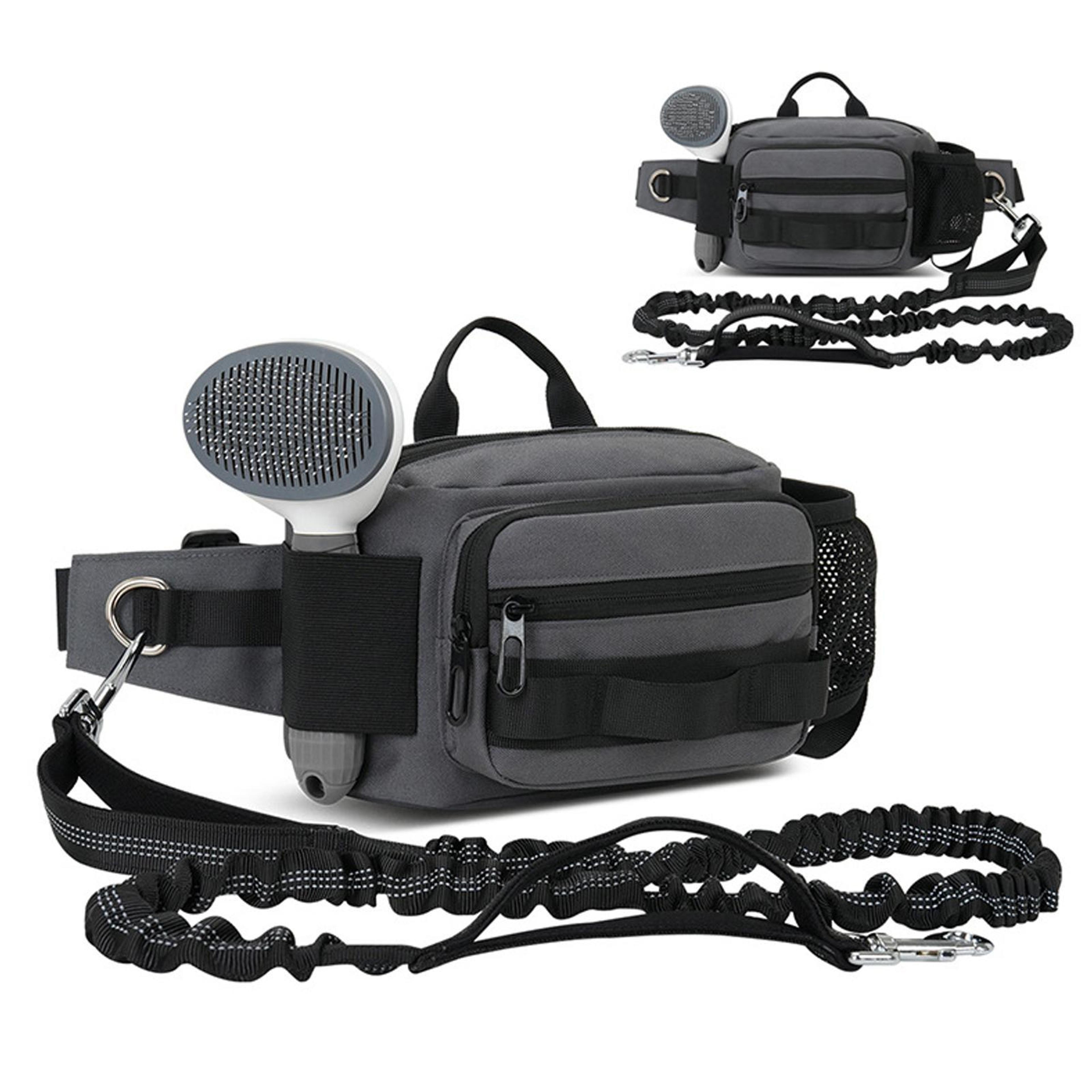 hands-free dog walking bag with leash & water bottle holder for outdoor travel