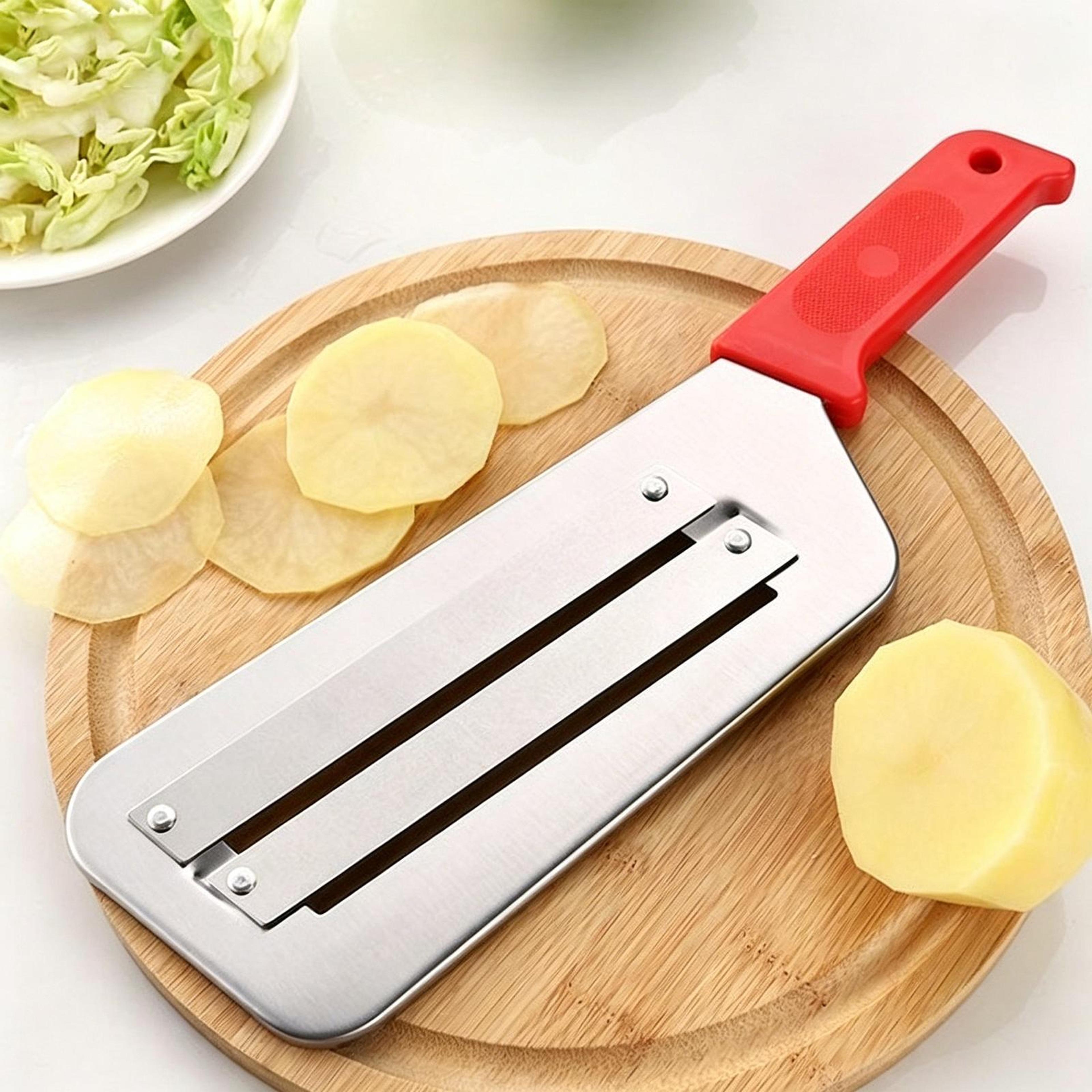 stainless steel double blade vegetable slicer & julienne cutter for fast kitchen prep