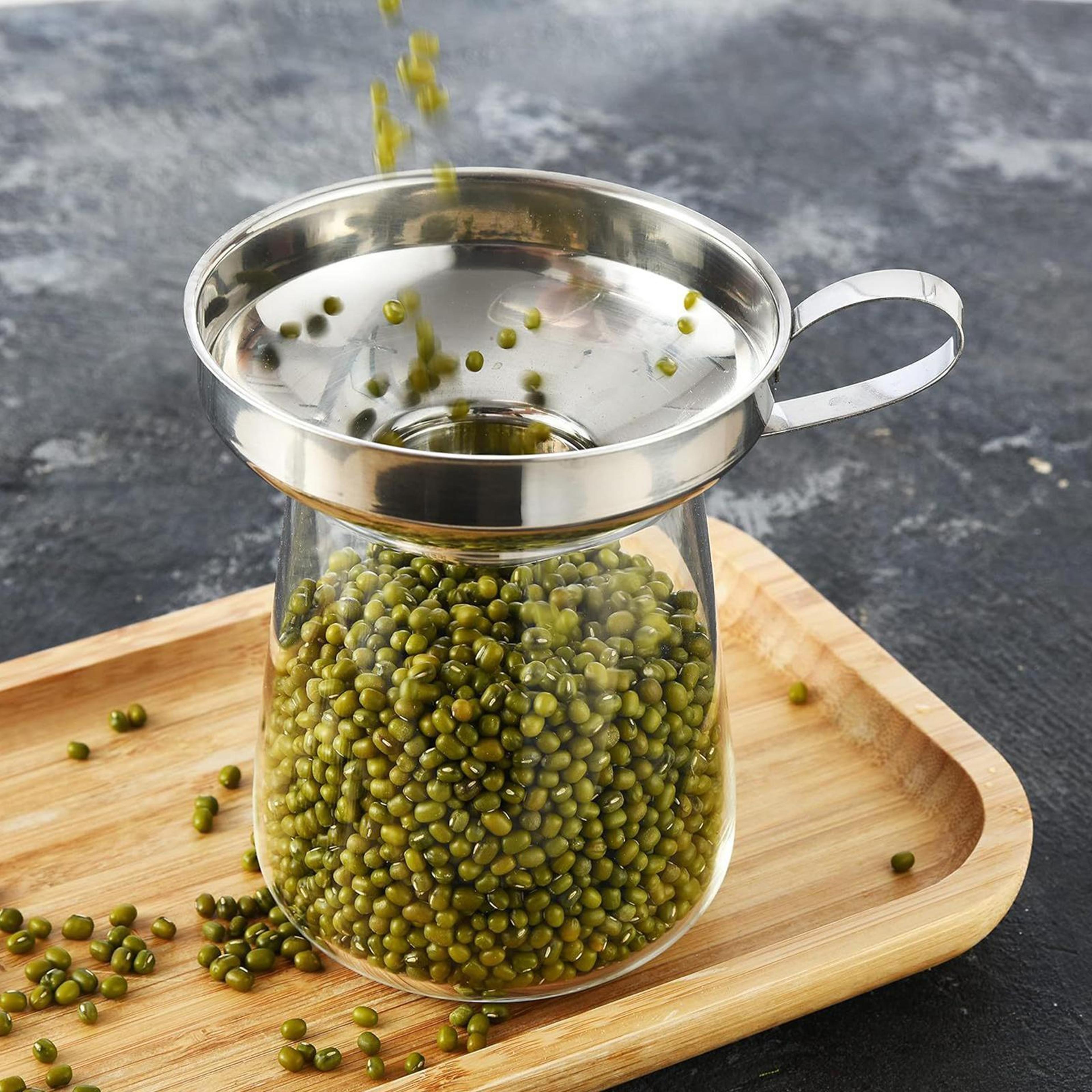 stainless steel wide mouth funnel set for jars, sauces & kitchen transfers