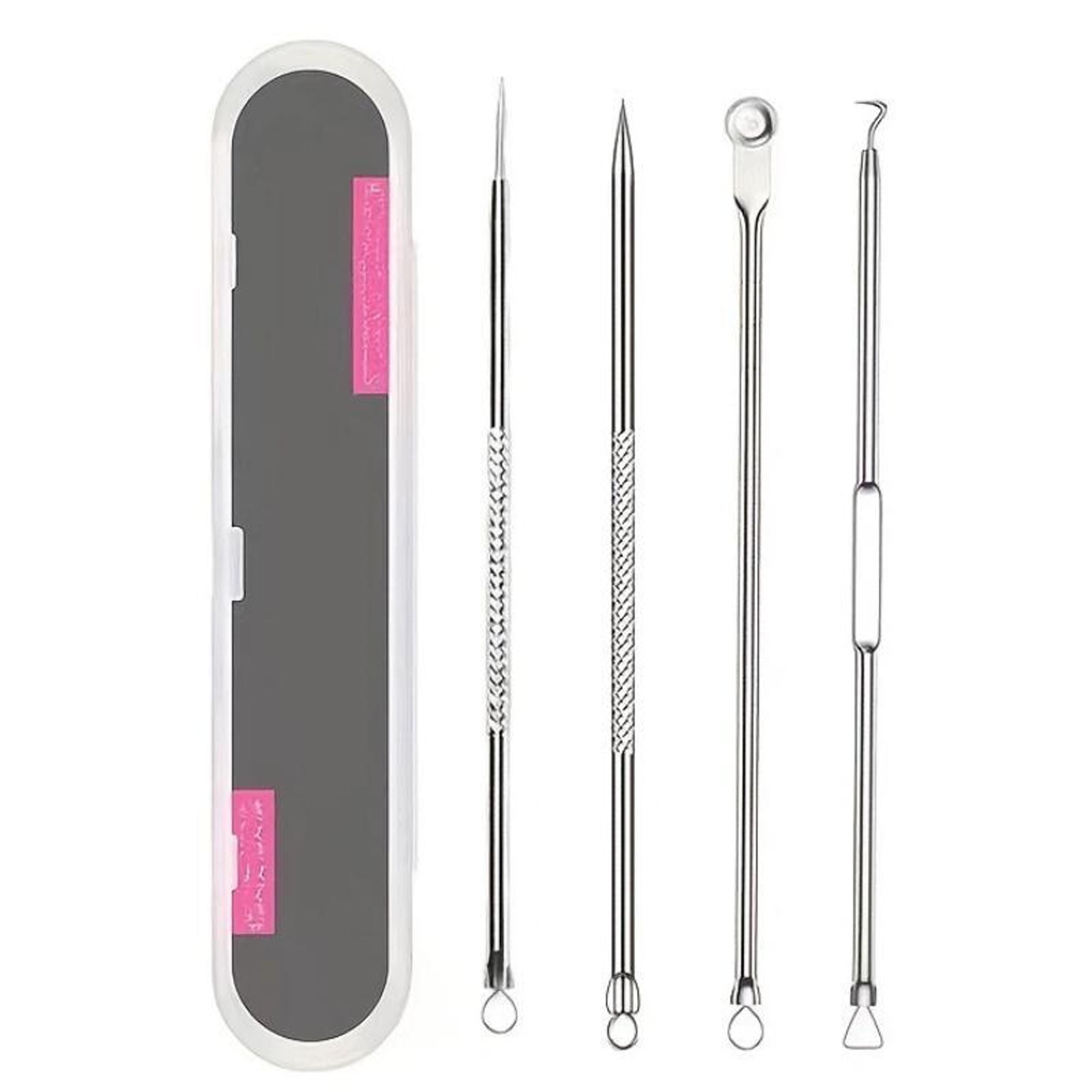 precision stainless steel blackhead remover tool set for acne, whiteheads & milia extraction
