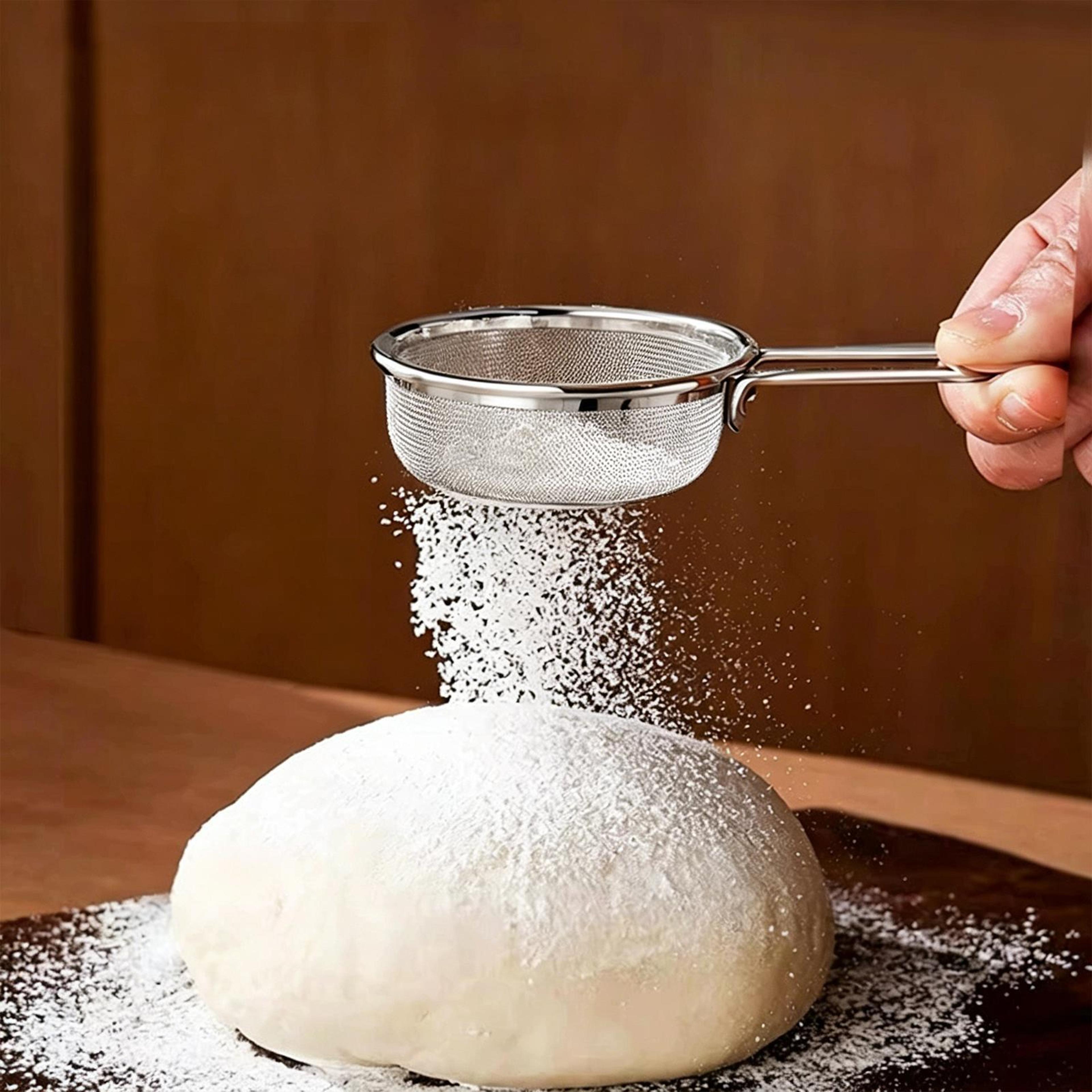 premium 304 stainless steel flour sifter 40 mesh fine baking sieve for smooth, clump-free mixing