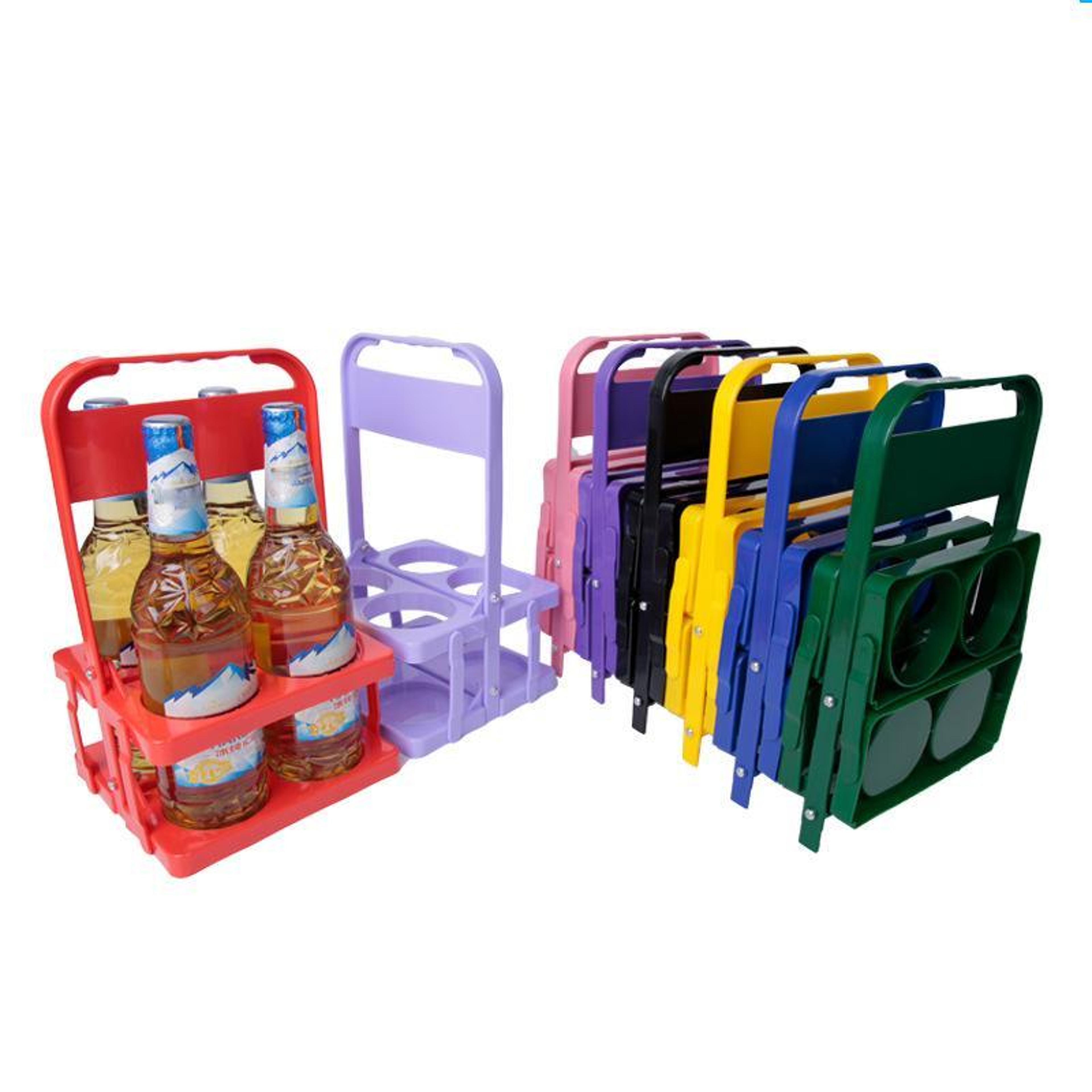 collapsible 4-bottle drink carrier with handle portable bottle carrier for beer, soda & wine