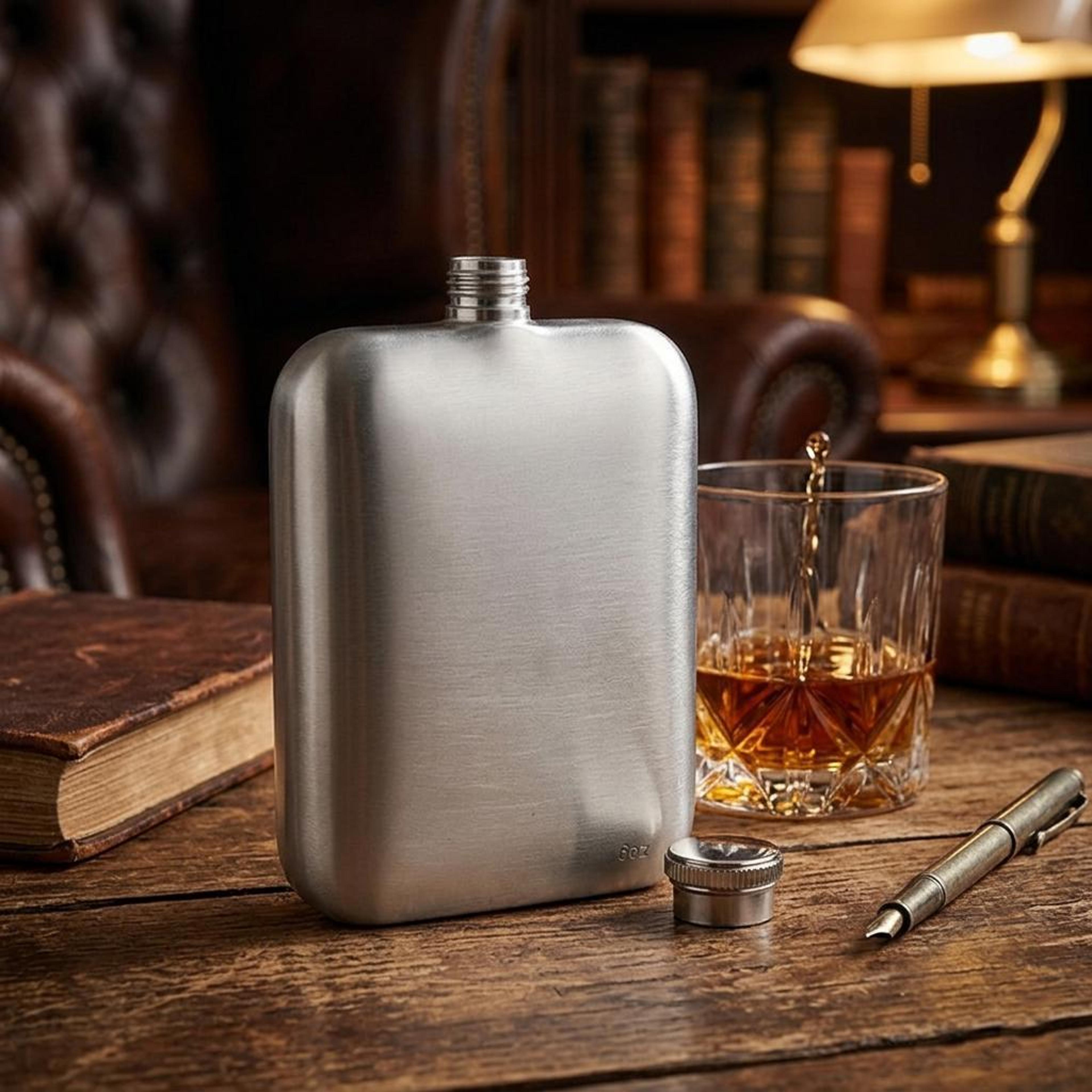 portable 6oz hip flask for liquor, leakproof stainless steel flask with screw cap for whiskey & spirits
