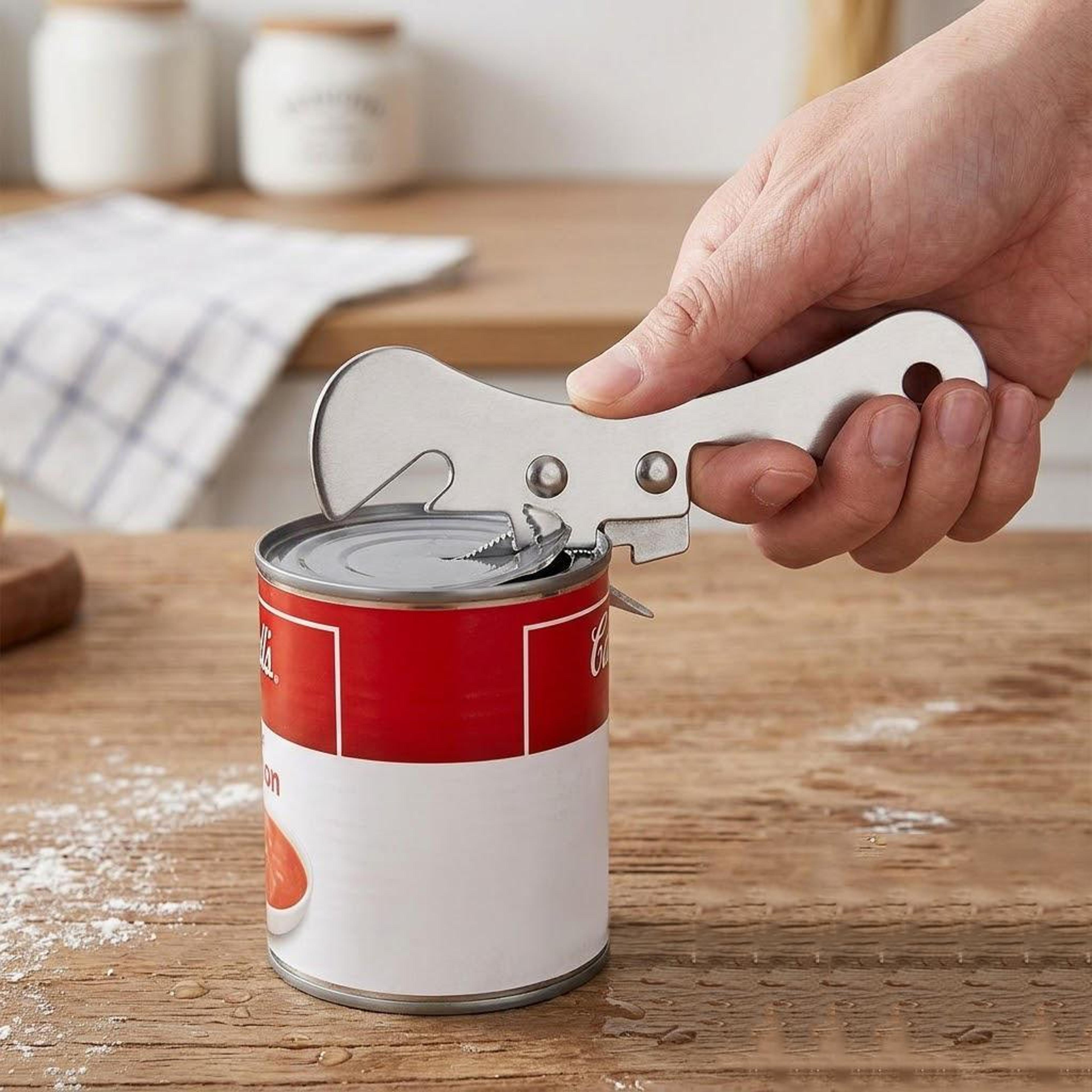 stainless steel can opener & bottle opener, compact heavy duty kitchen tool