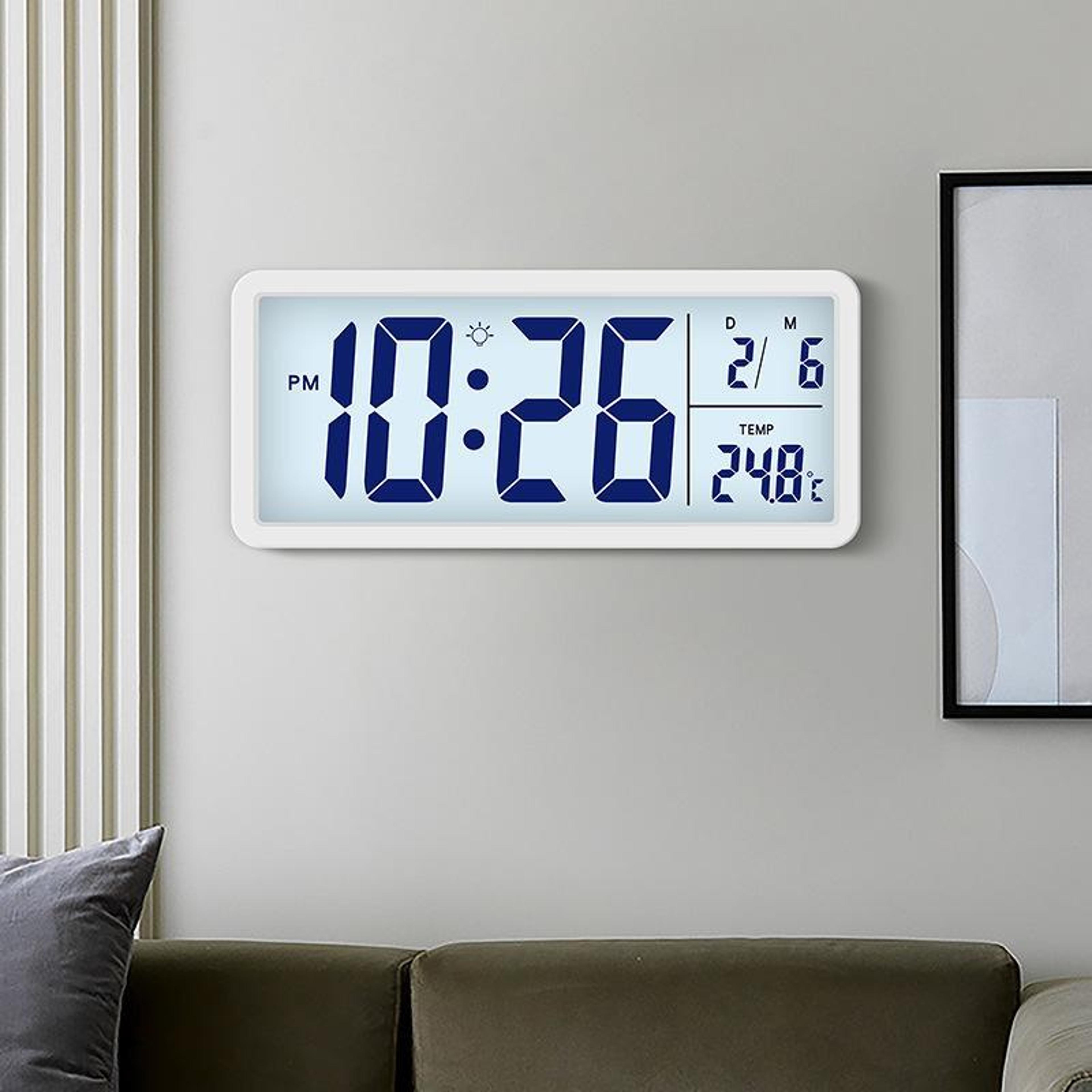 10 inch digital wall clock with indoor thermometer and large lcd display