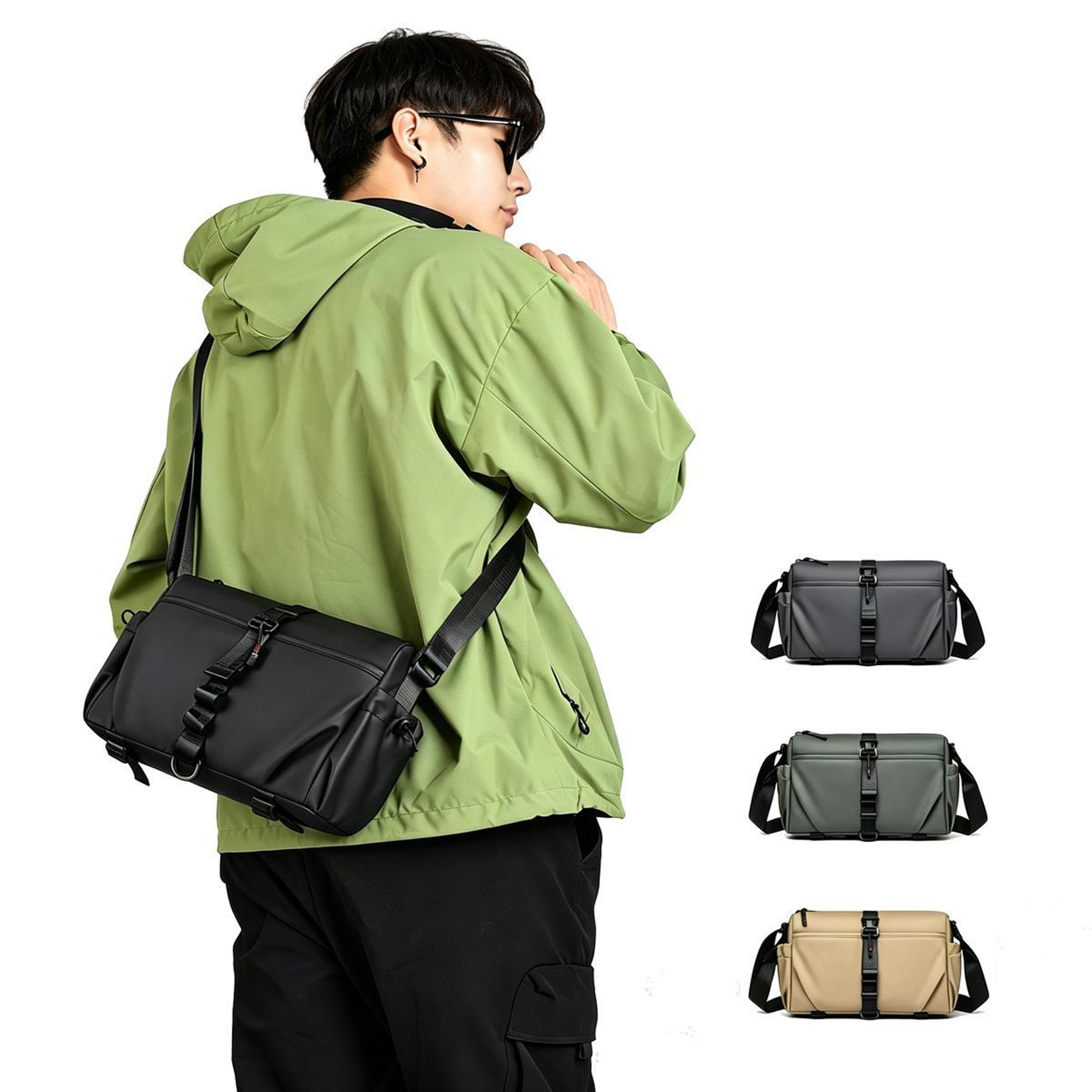 men sling bag large capacity chest pack with magnetic buckle & expandable gear holder