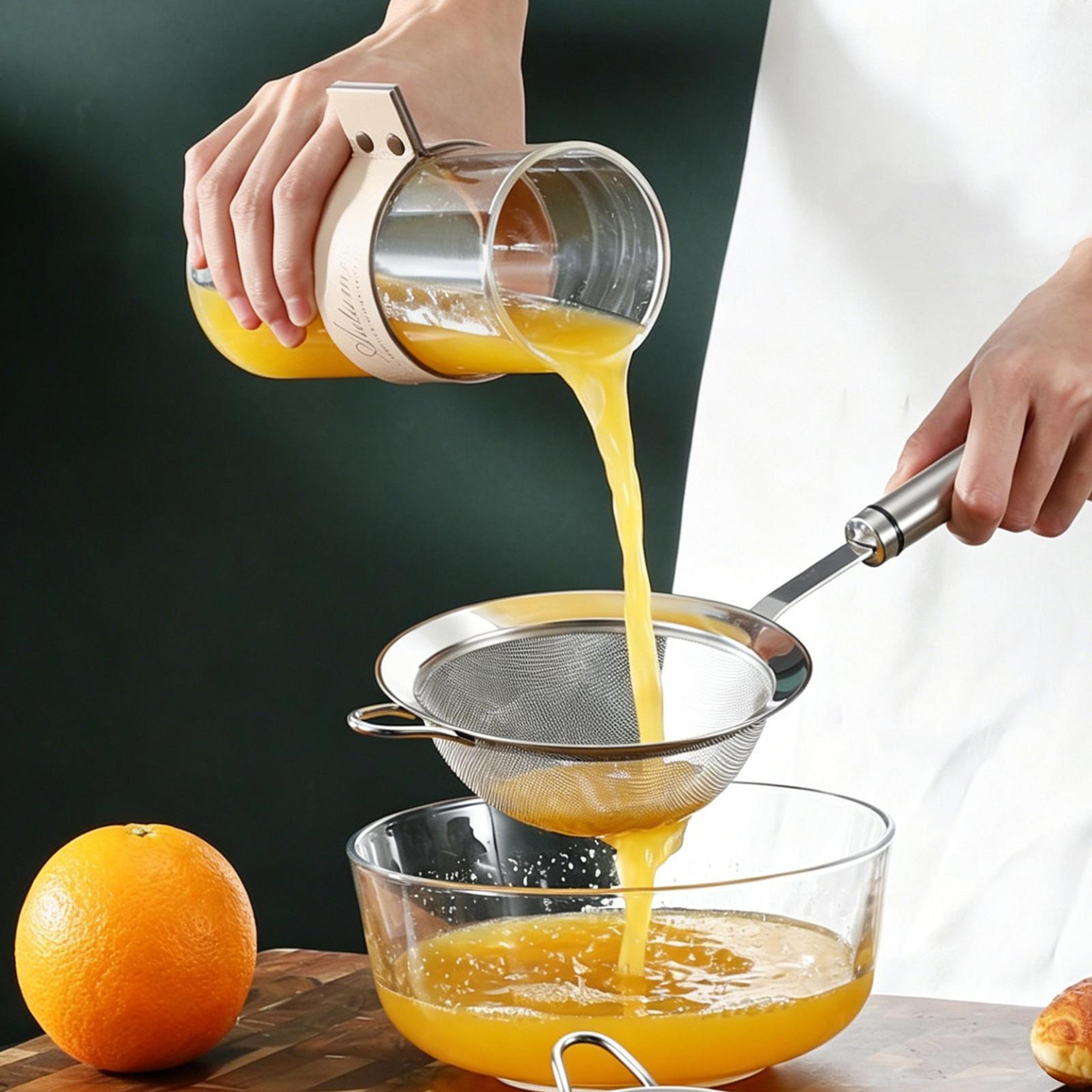 stainless steel fine mesh strainer spoon with hook handle for cooking & frying
