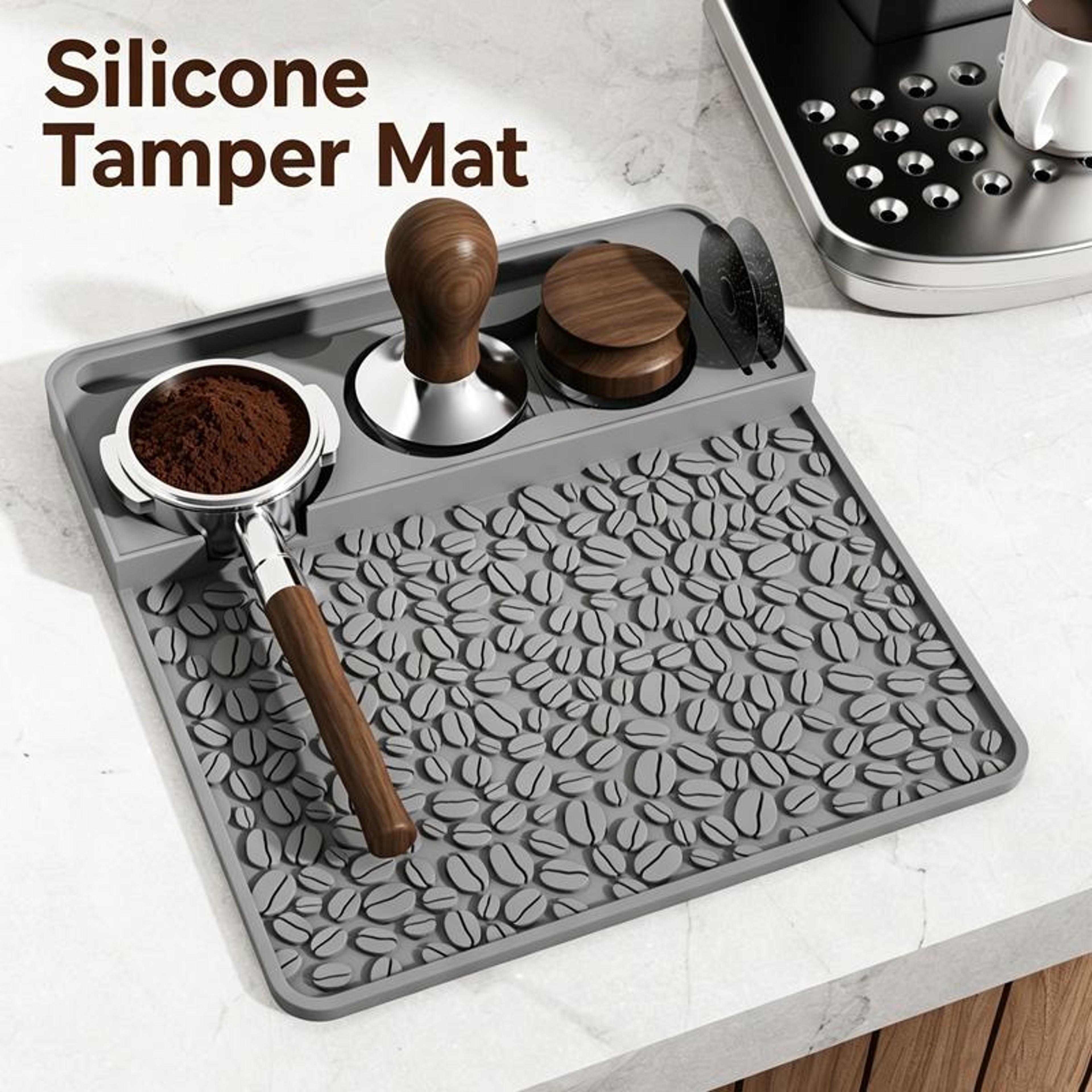 silicone espresso tamping mat with tamper holder station non-slip coffee bar organizer