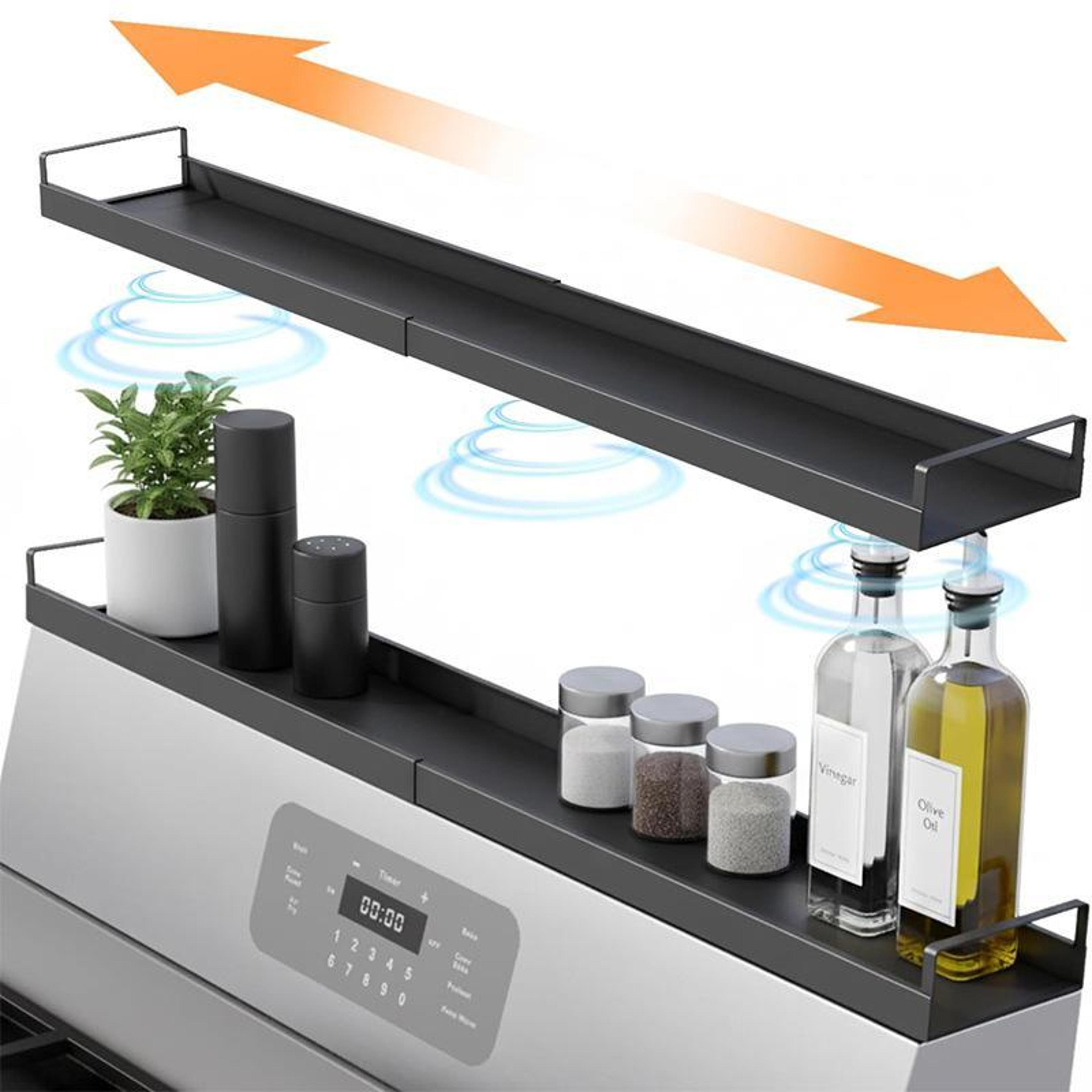adjustable magnetic stove shelf kitchen organizer with extendable spice rack storage