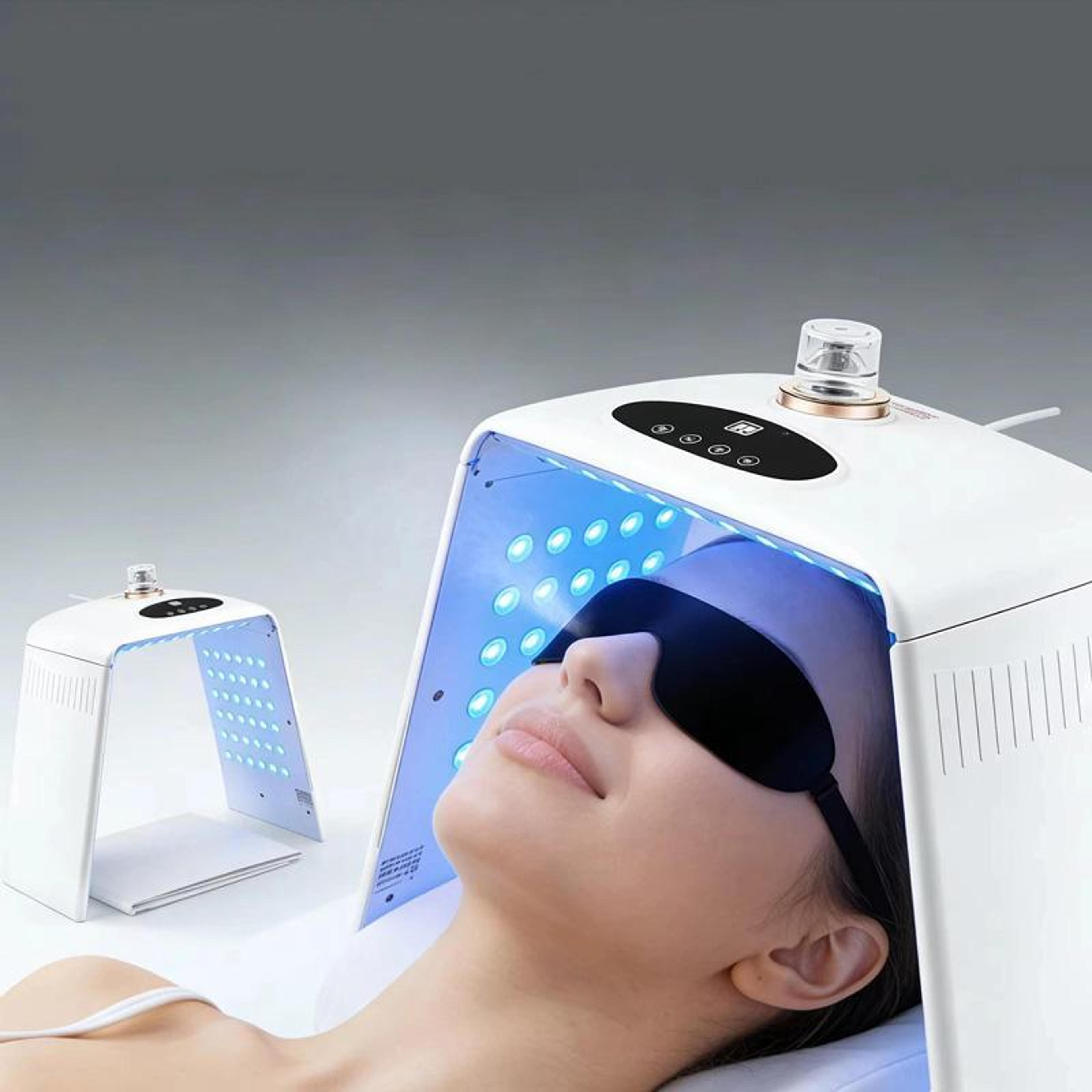 7-color led facial light therapy device with hydrating nano mist spray