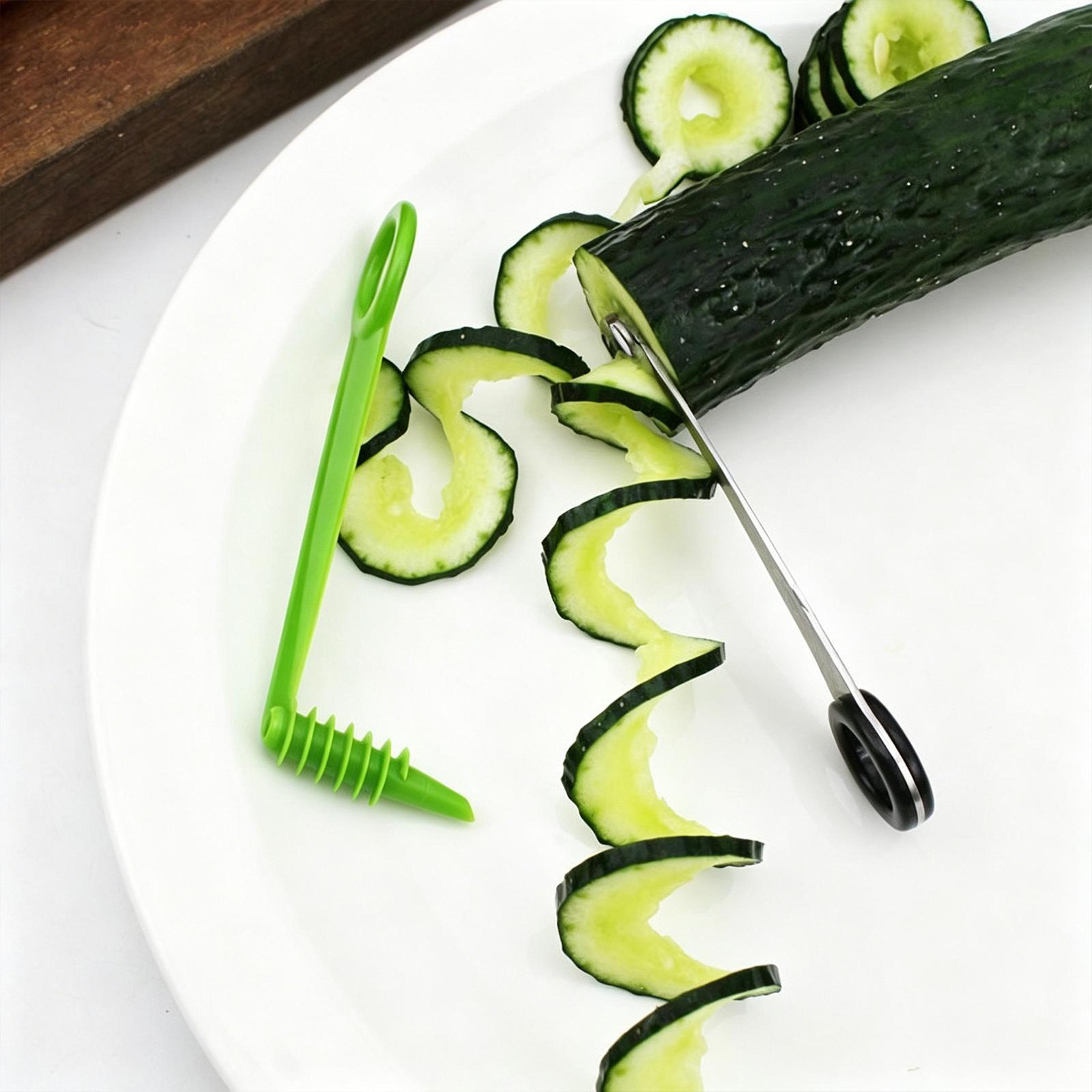 2-piece spiral vegetable slicer set for cucumbers, potatoes & creative garnishes