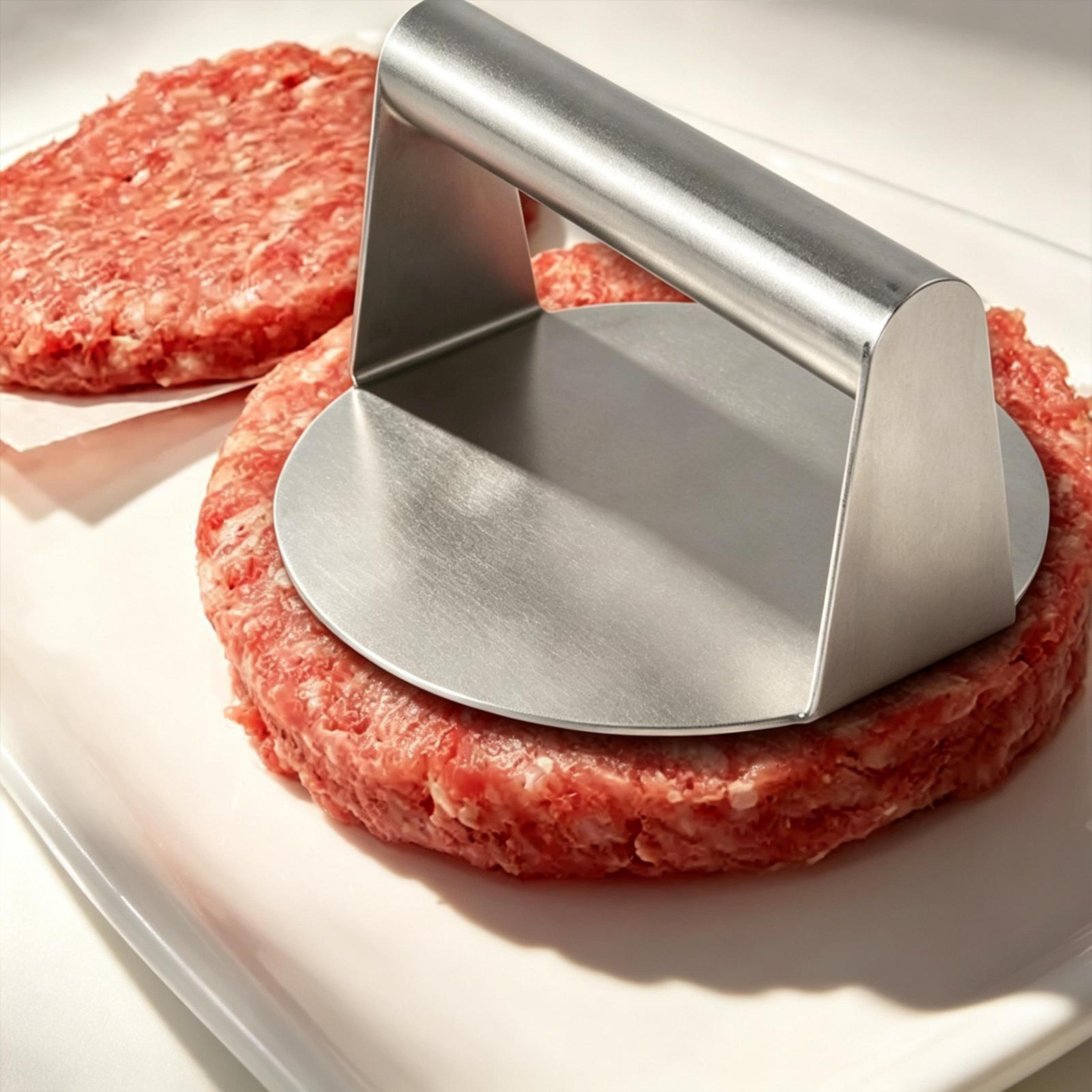 stainless steel hamburger patty press, heavy duty burger press for perfect homemade patties