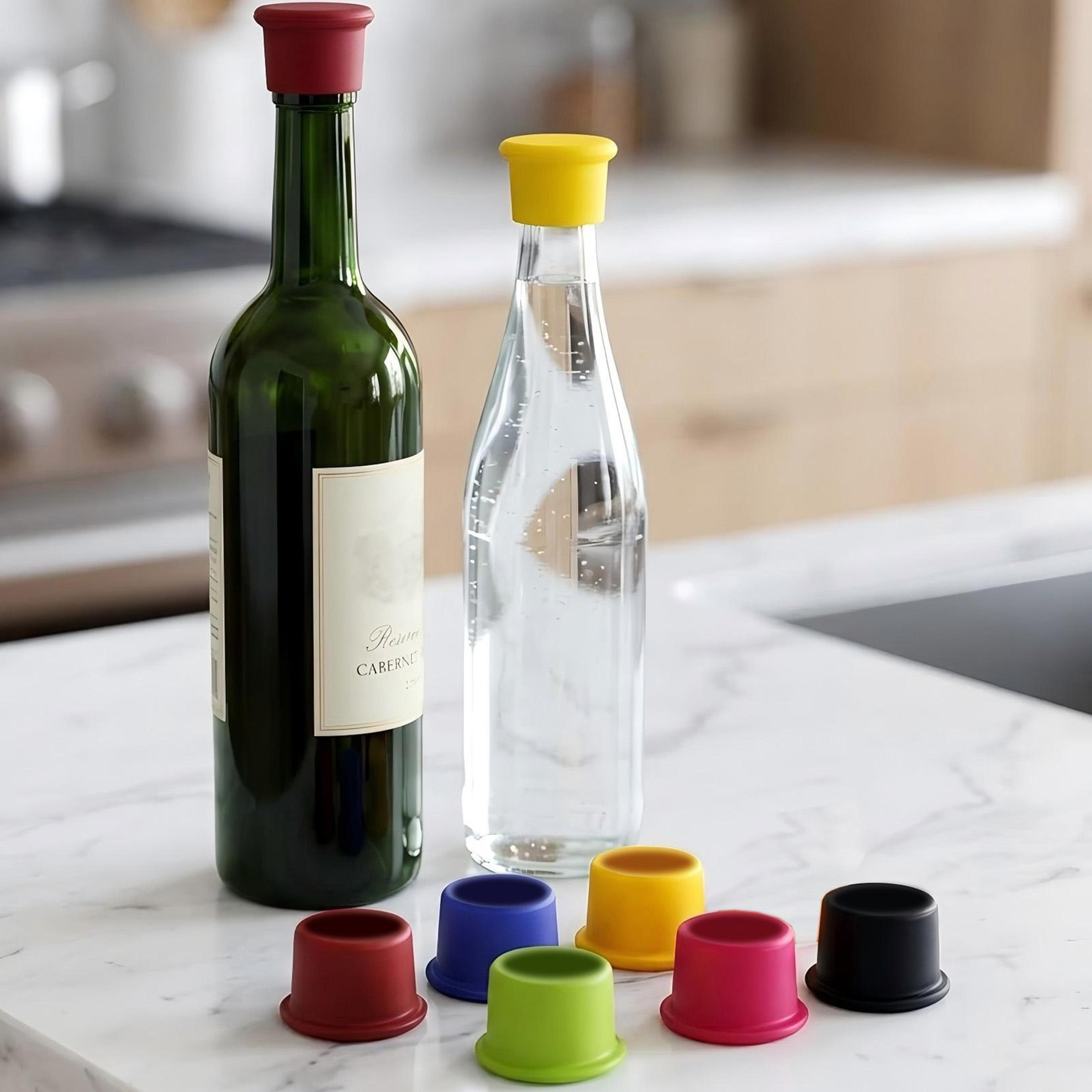 silicone wine bottle stoppers 6 pack reusable leak proof wine saver caps