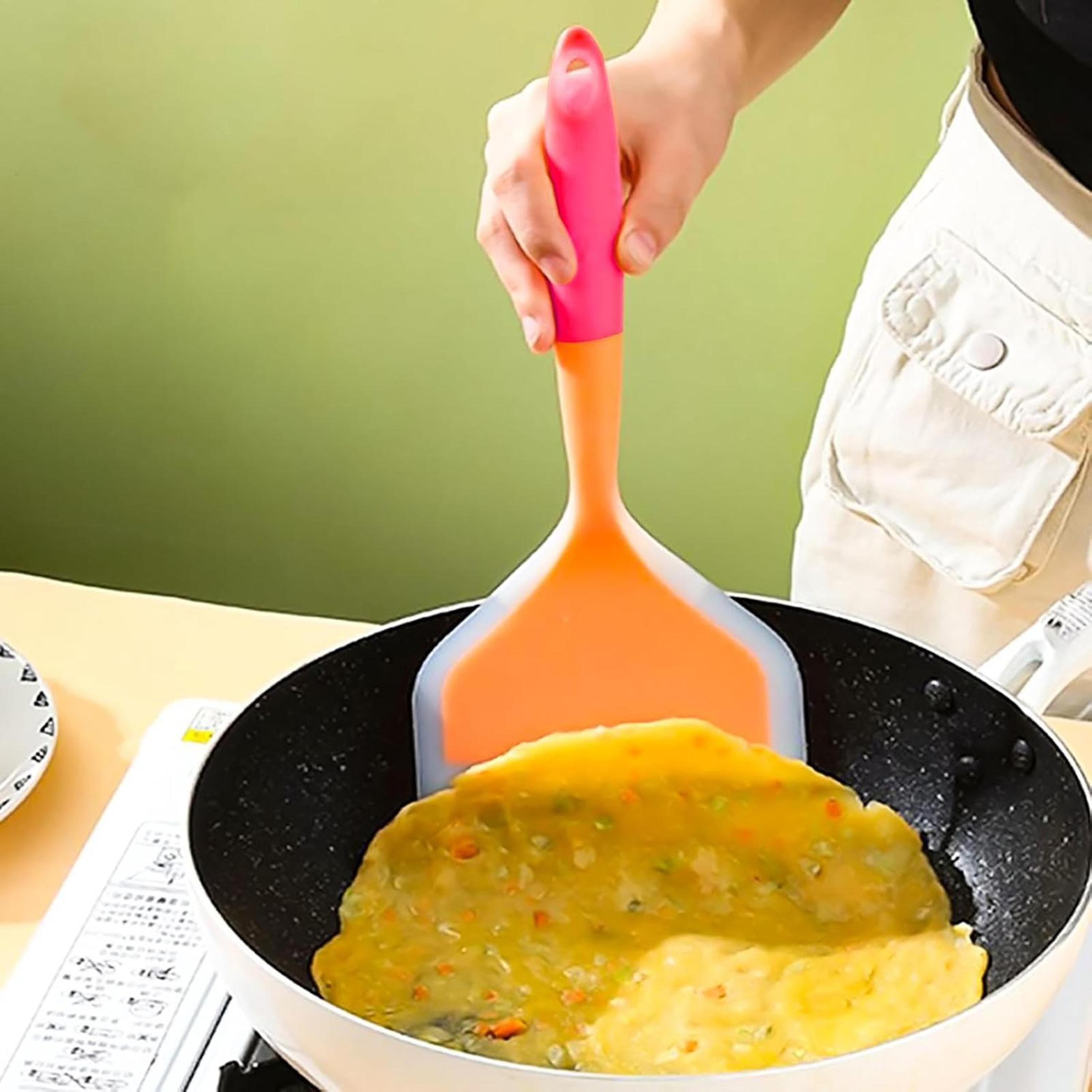 wide silicone tamagoyaki spatula for nonstick cookware heat-resistant cooking turner