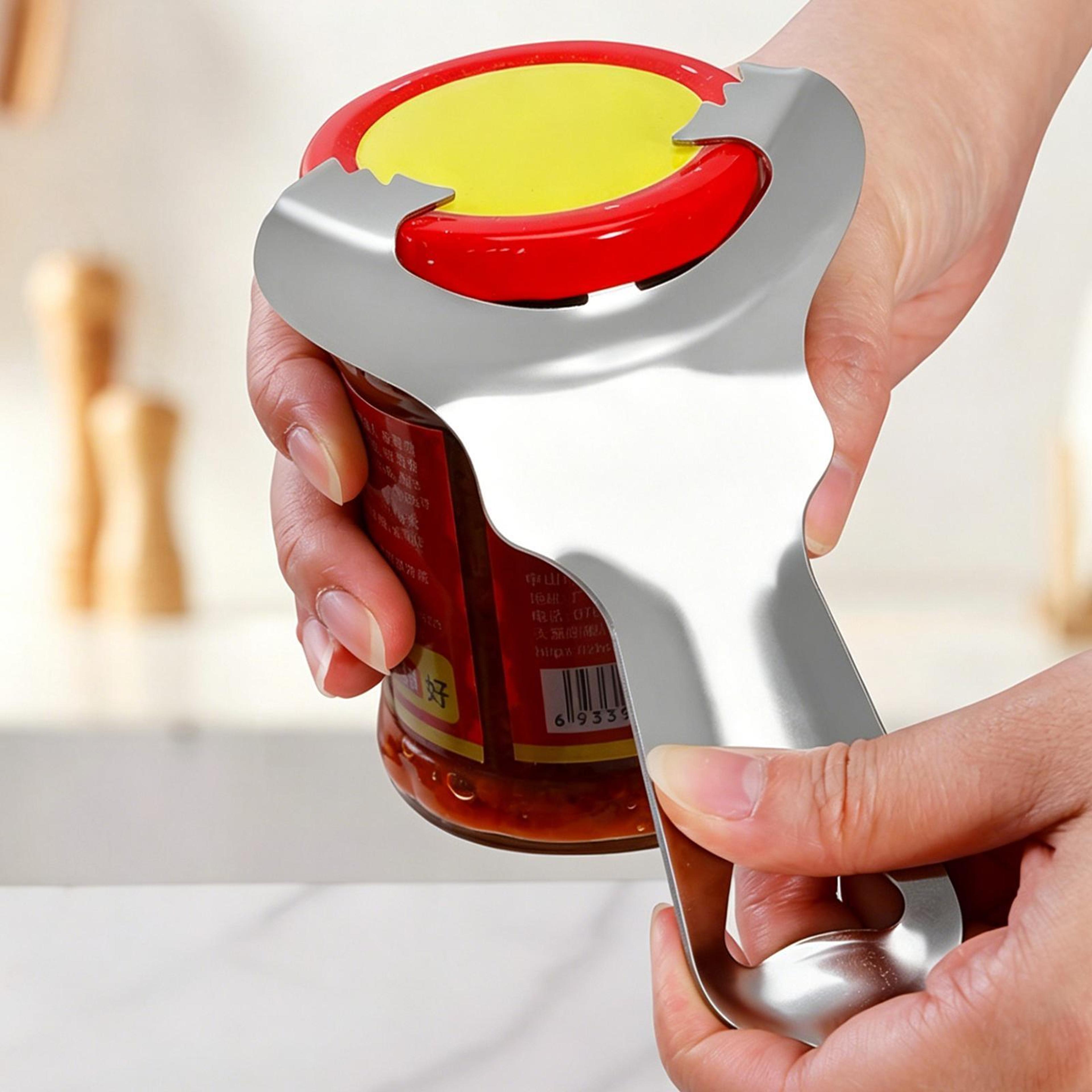 easy grip stainless steel mason jar lid opener & bottle opener for effortless jar opening