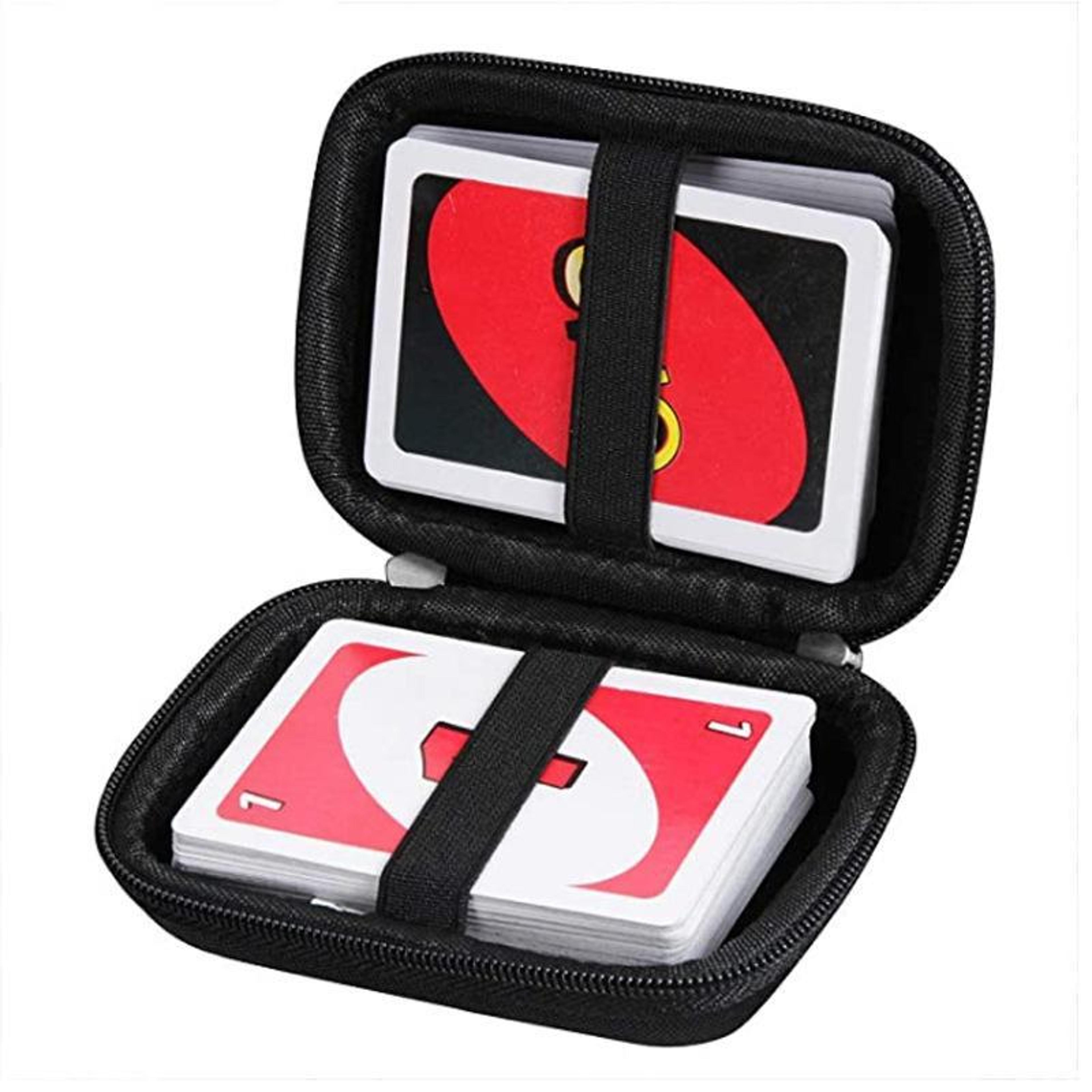 portable cards against humanity storage case, eva travel card game organizer box with dual zipper