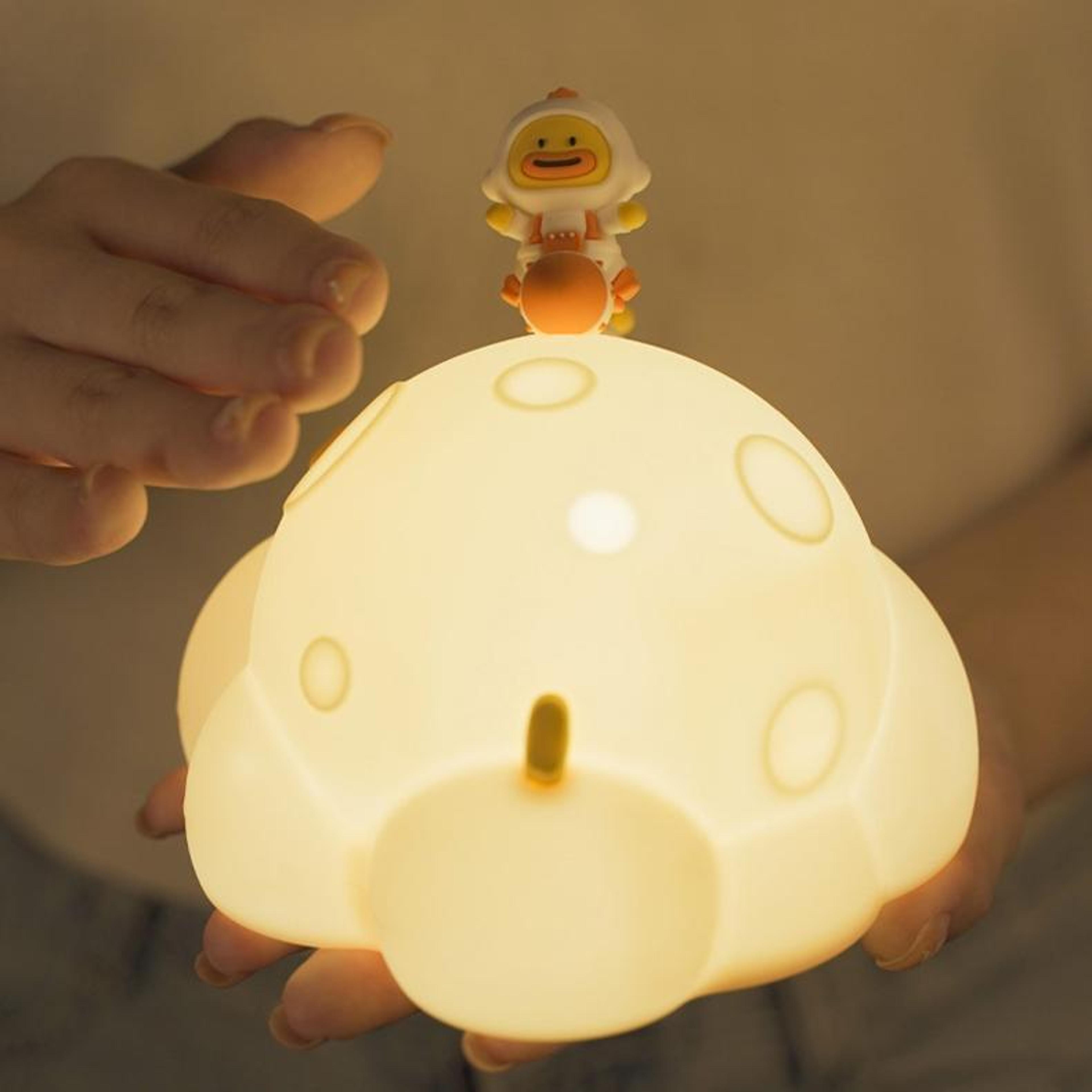 astronaut moon silicone night light for kids rechargeable warm led nursery lamp