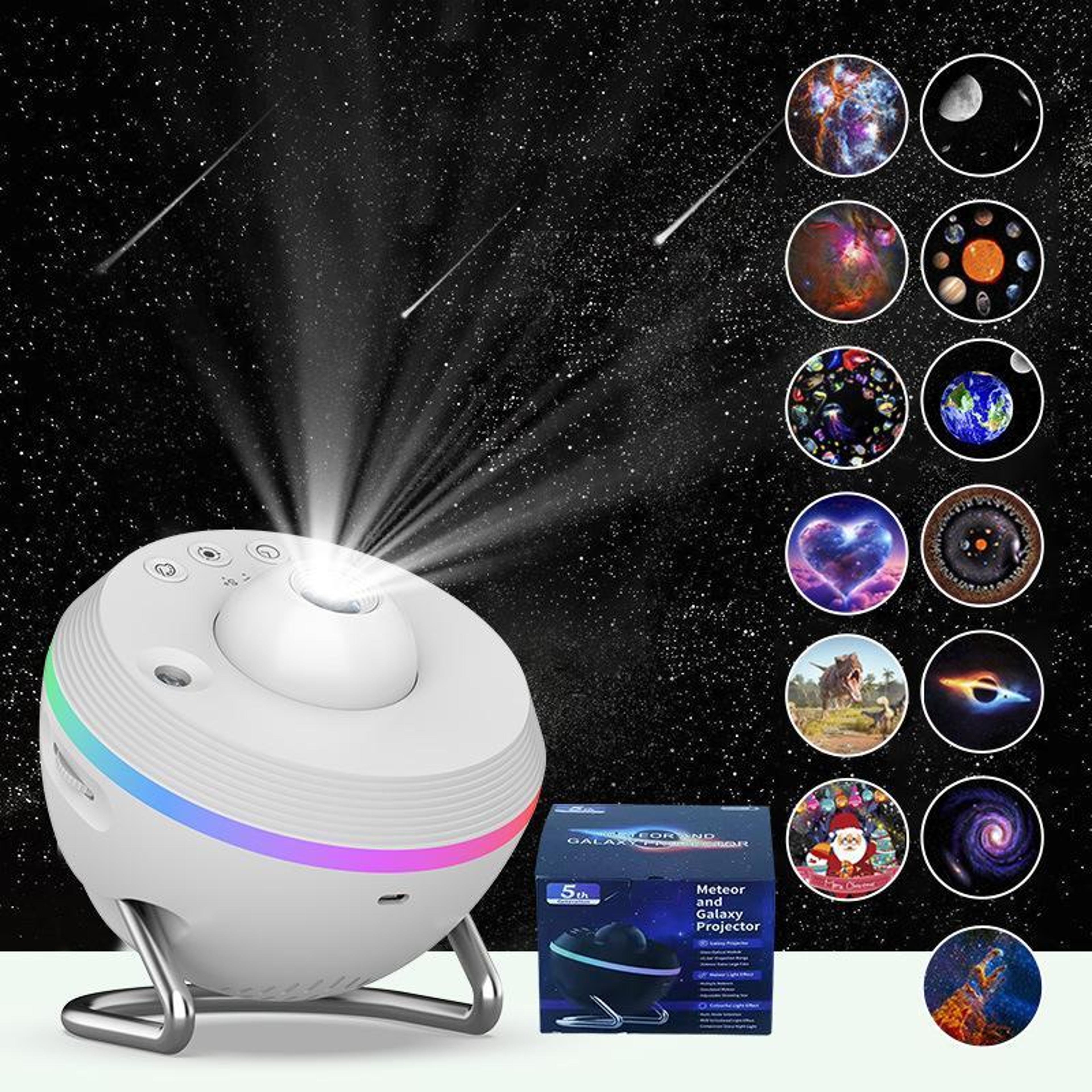 4k galaxy projector starry sky night light with meteor shower effects & 13 hd space films