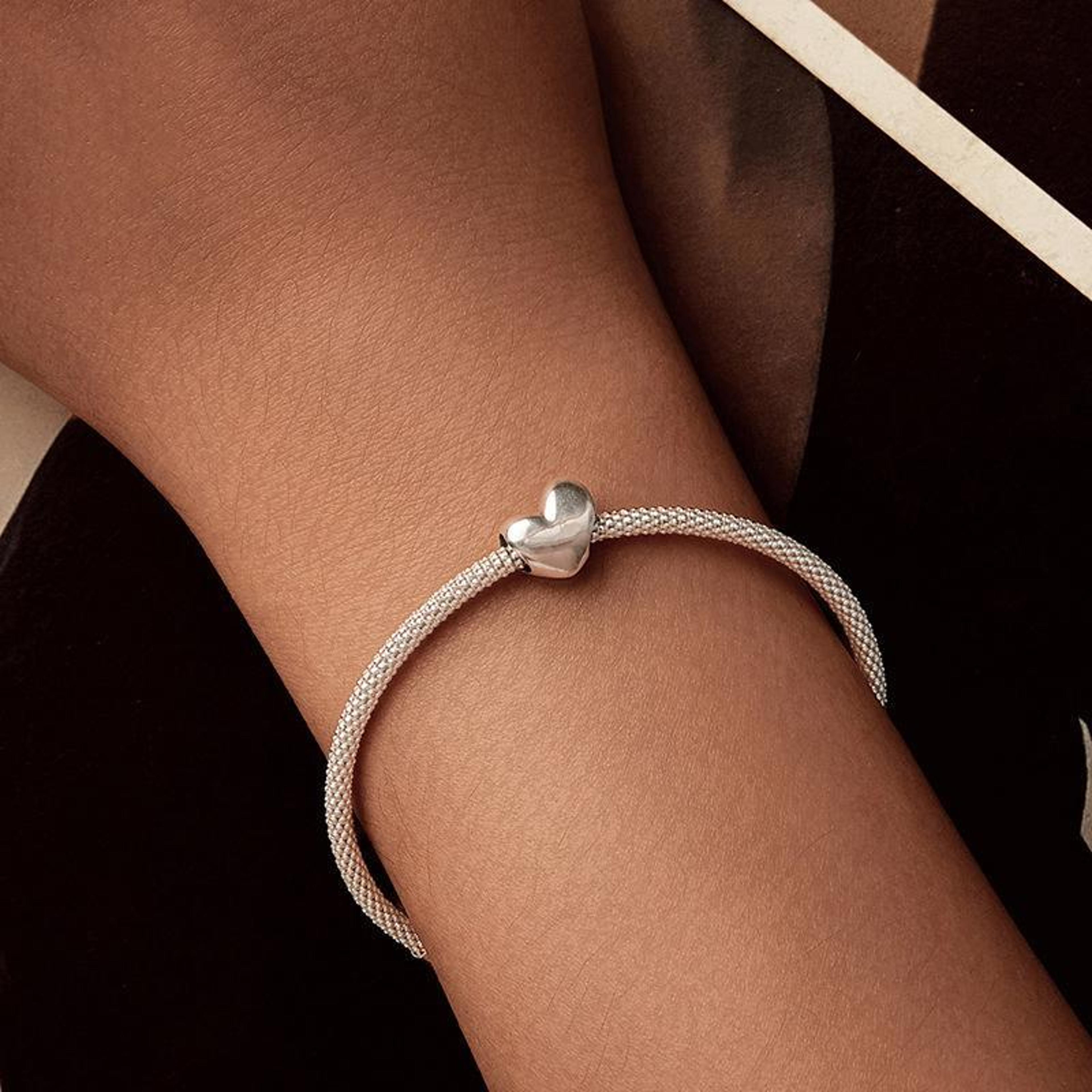 sterling silver heart charm bead for bracelets and diy jewelry