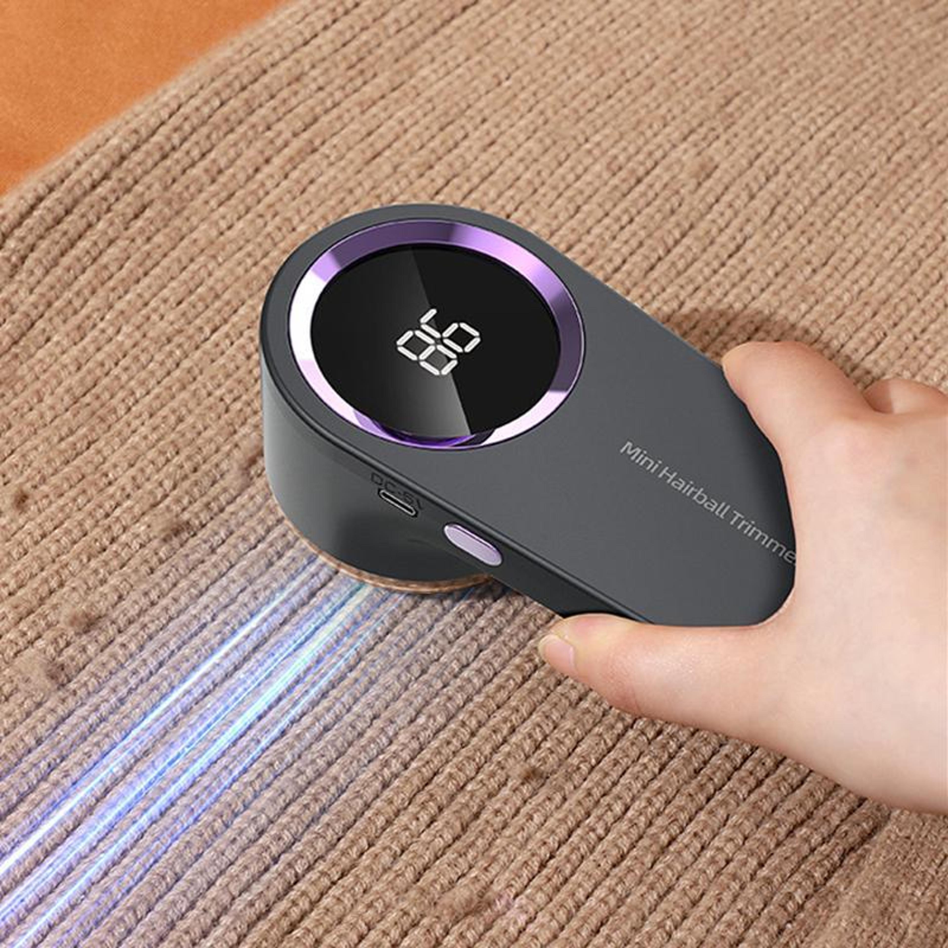 smart digital fabric shaver lint remover with led display & 6-blade precision trimmer