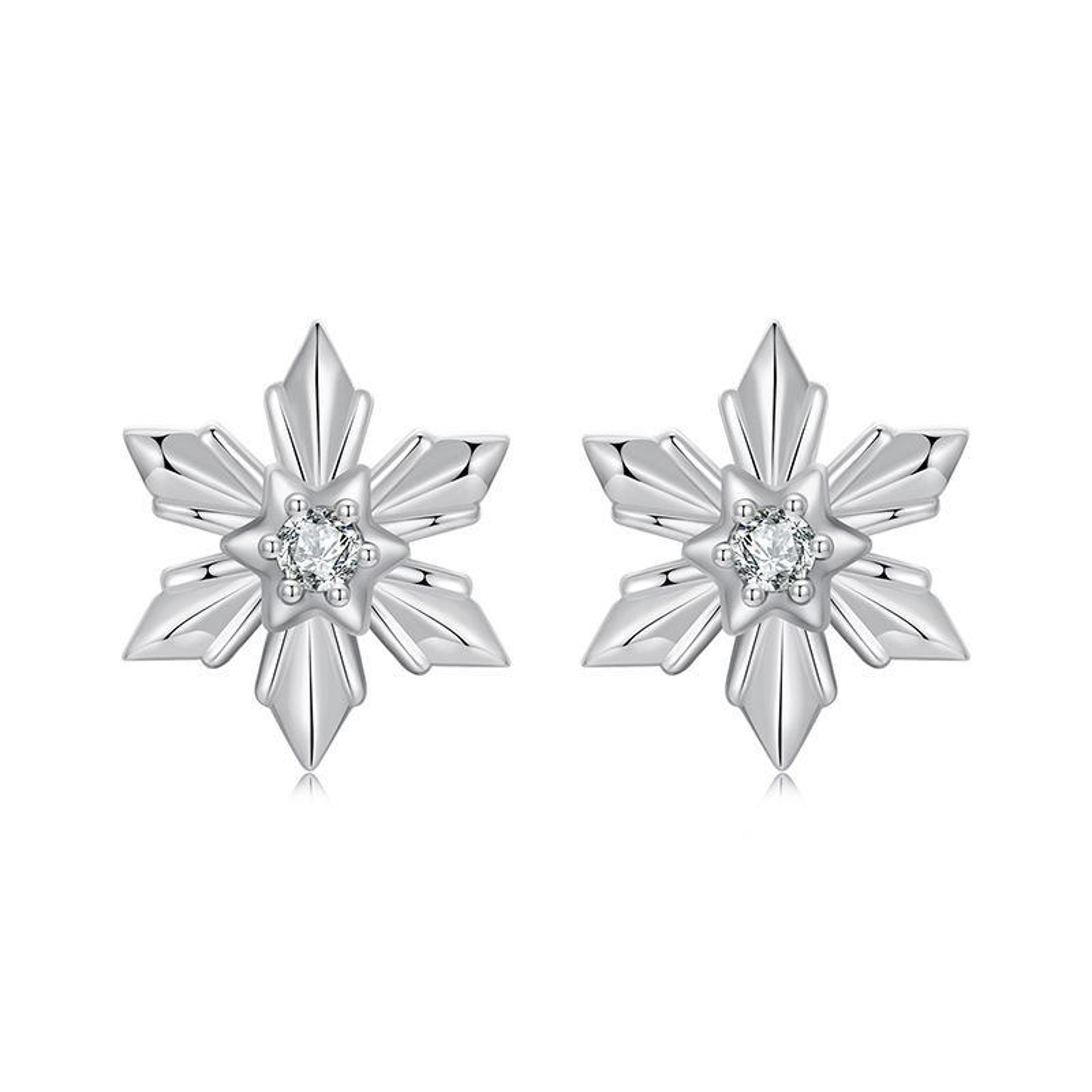 winter glow sterling silver snowflake stud earrings with zircon hypoallergenic snowflake jewelry