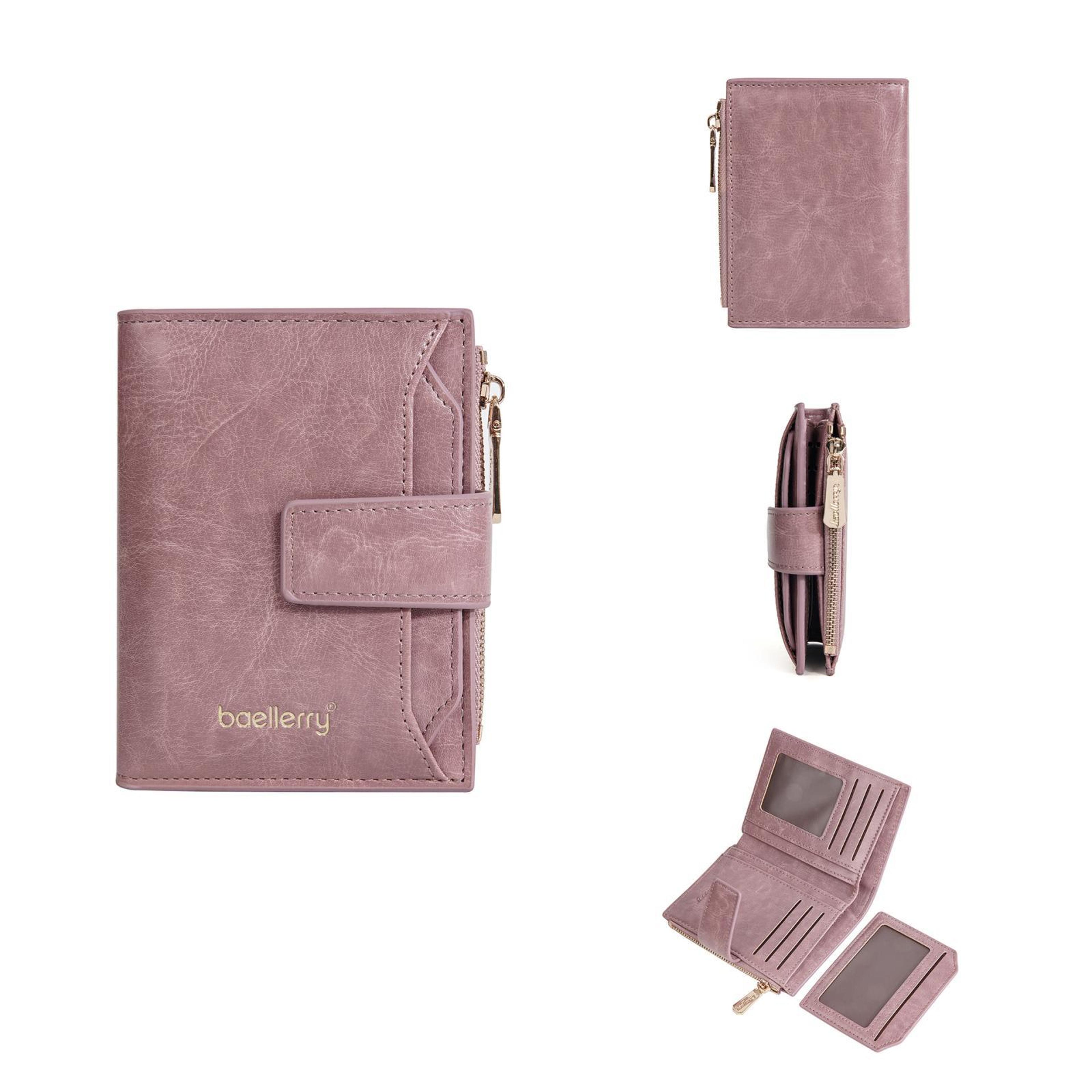 premium compact women leather wallet – zipper coin purse & short wallet