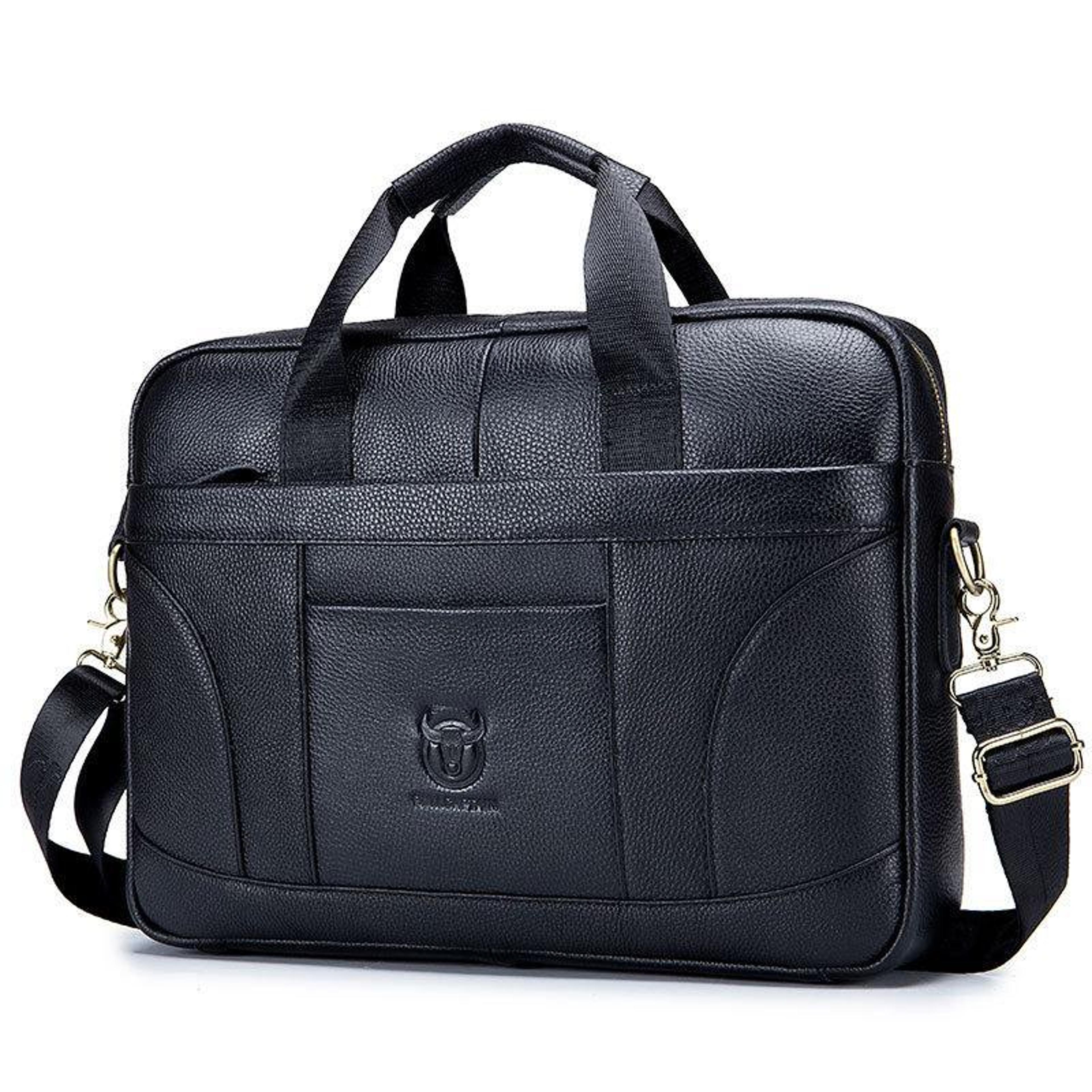 premium large capacity cowhide briefcase for business professionals