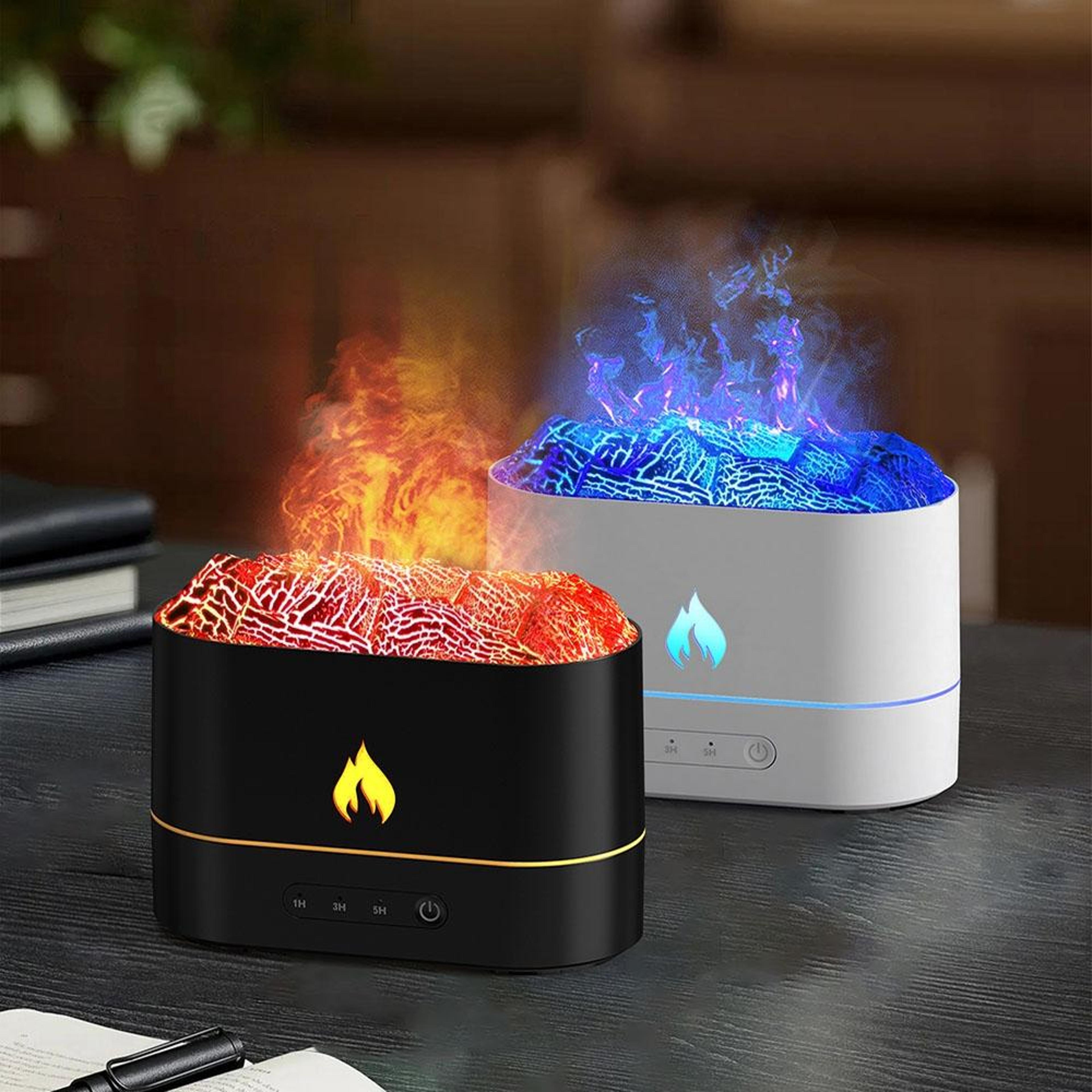 usb aromatherapy humidifier with colorful flame mood light & portable mist