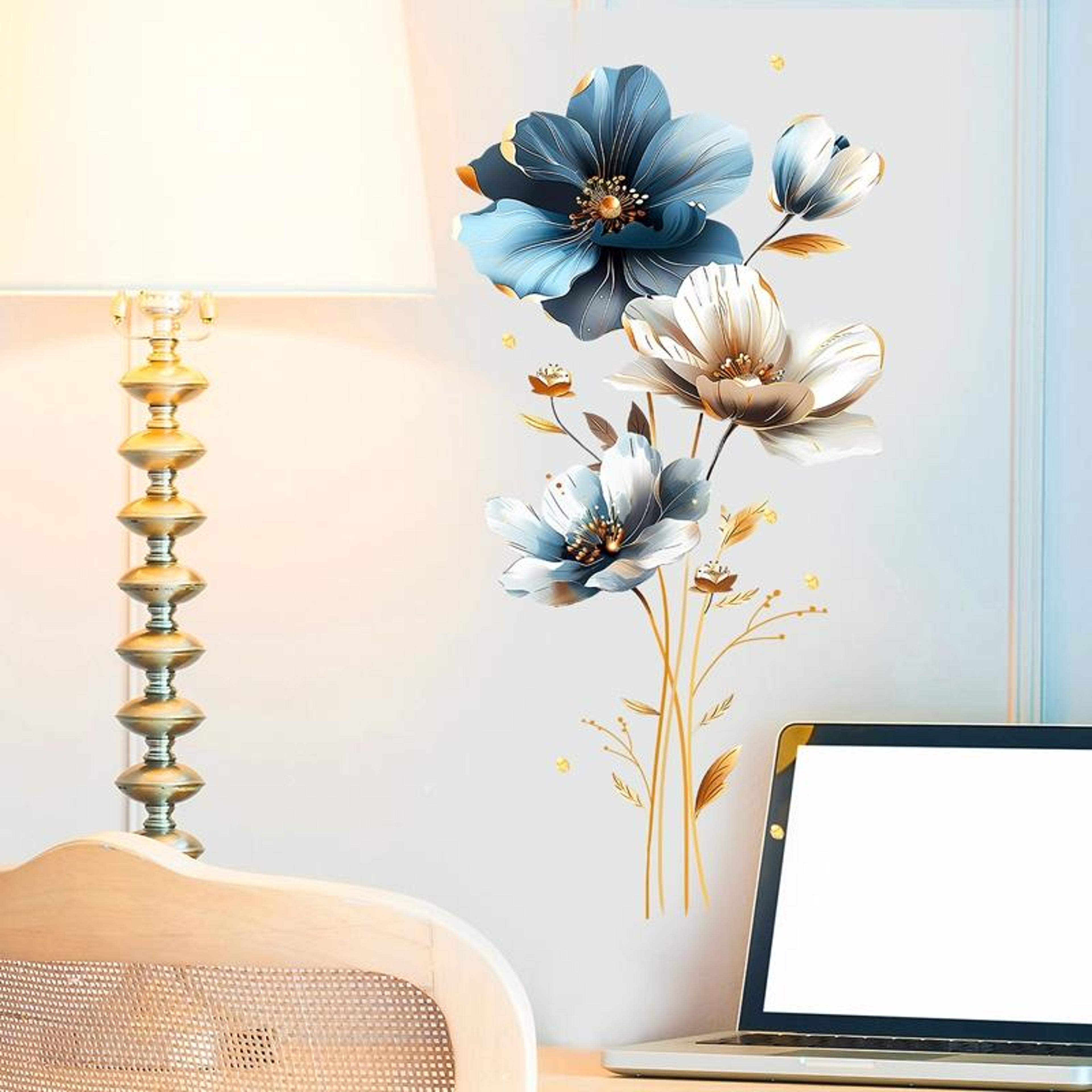 3d embossed flower wall stickers, waterproof floral wall decals for kids bedroom & home decor
