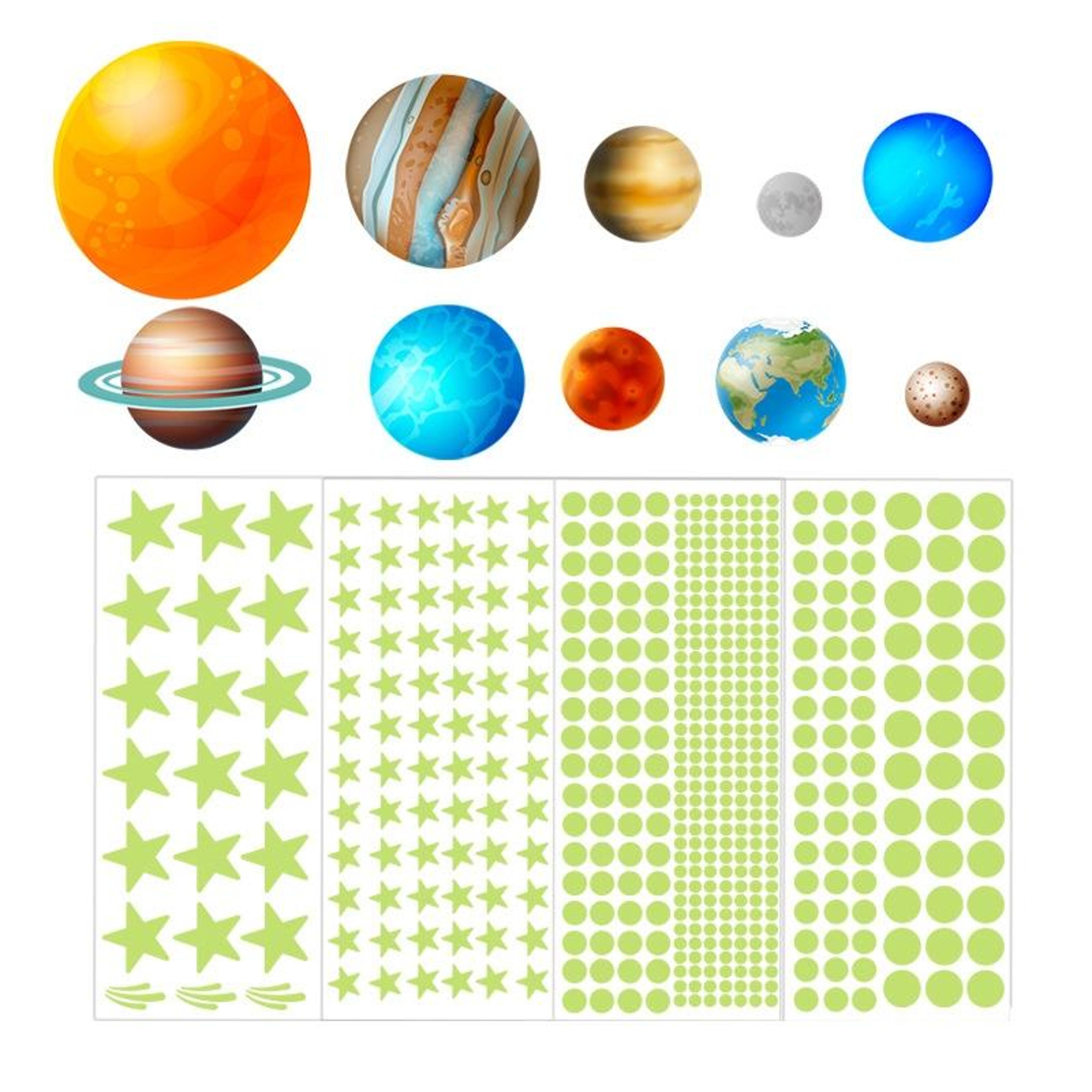 glow in the dark solar system wall stickers for kids room space decor