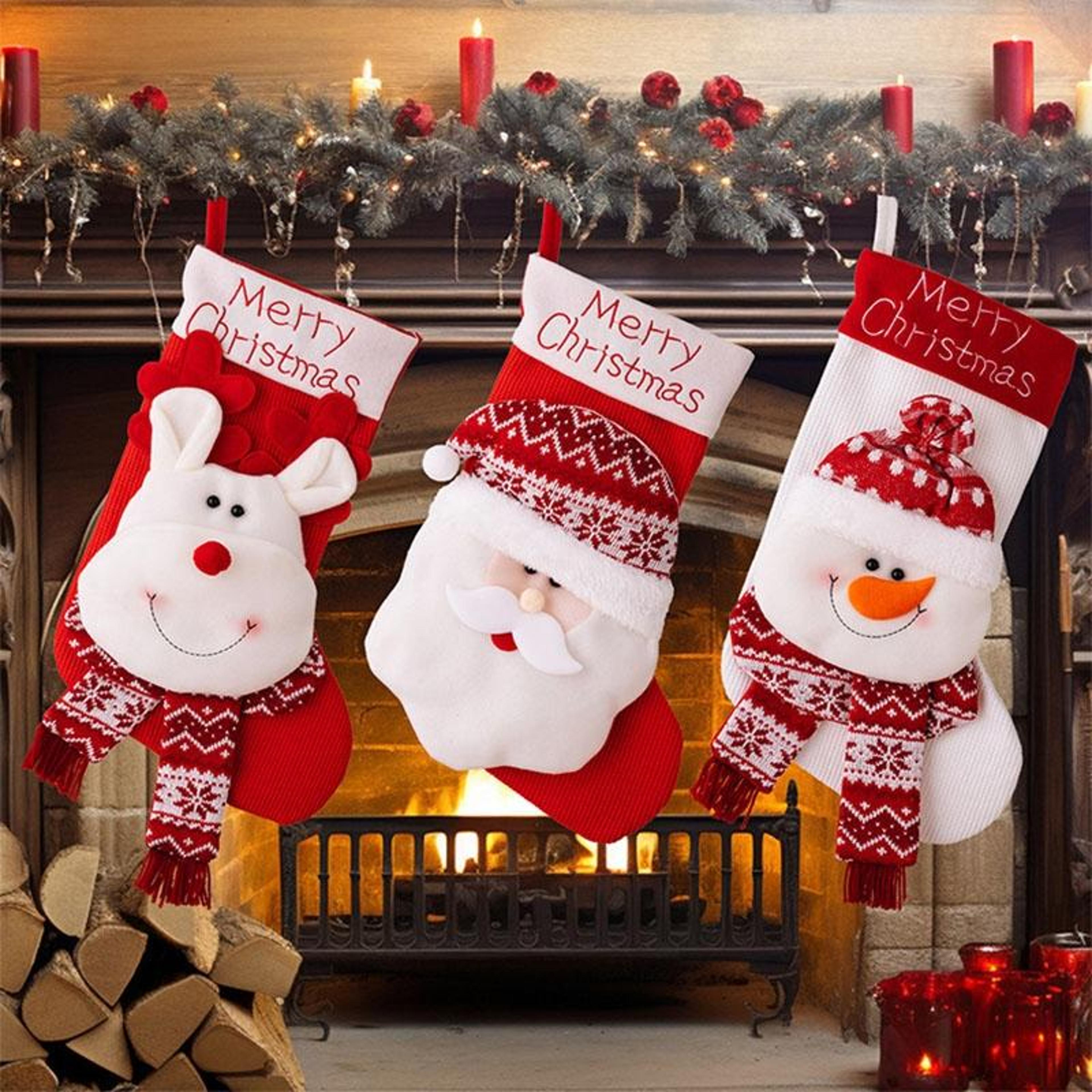 3d knitted christmas stocking gift bag for kids, cartoon holiday decoration sock