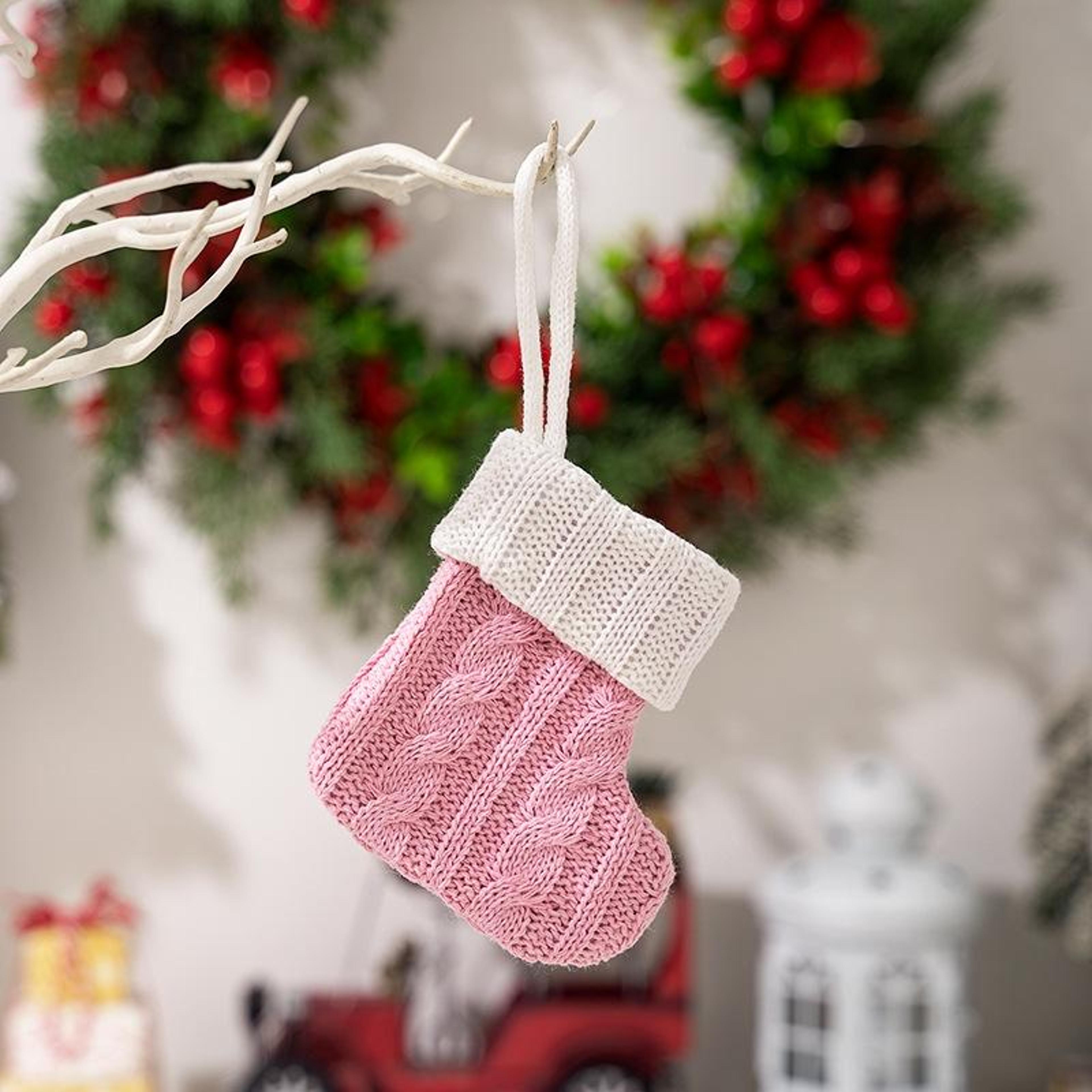 cozy mini knitted christmas stockings for tree decor, party favors & holiday gift display
