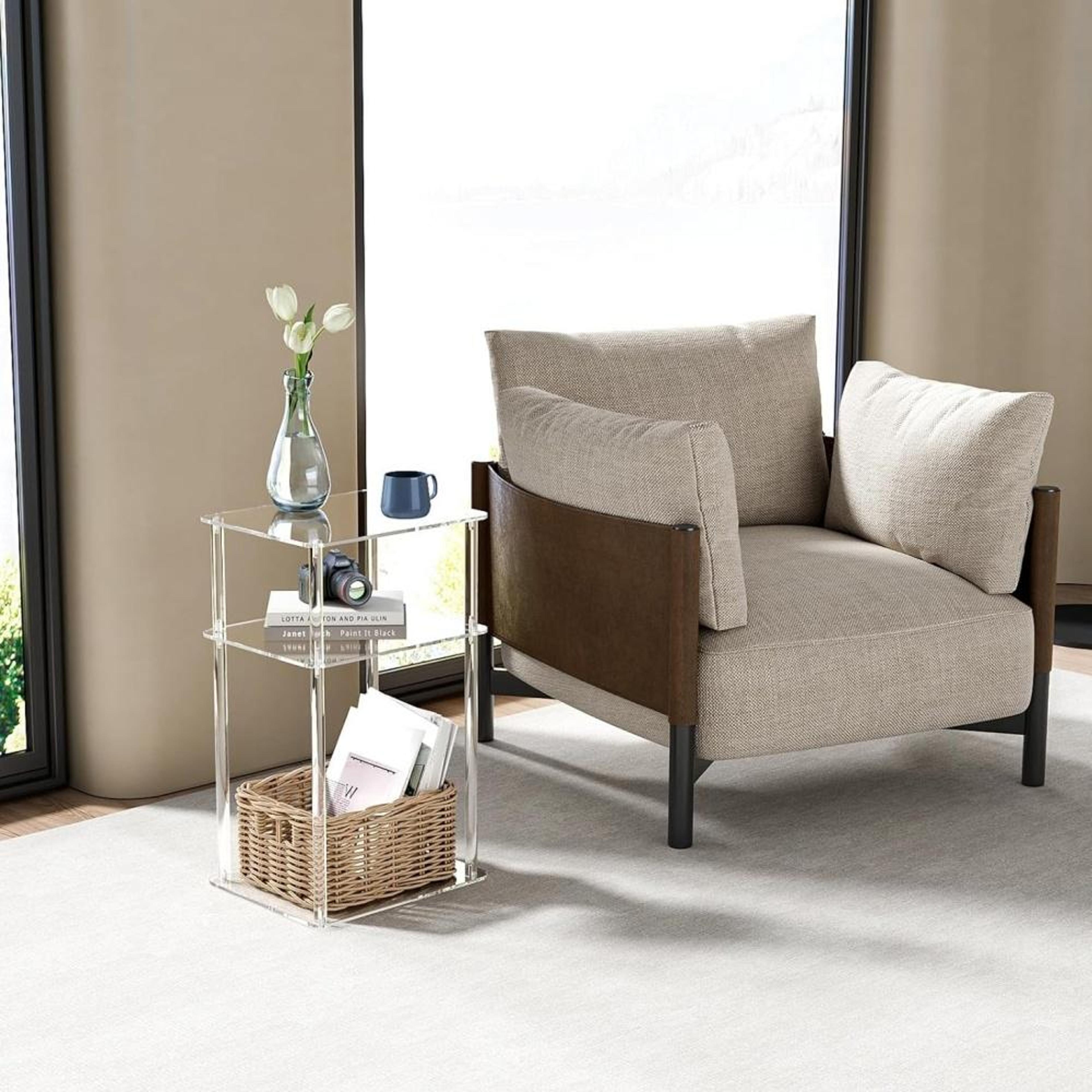 crystalclear 3-tier acrylic side table for living room, bedroom & modern home decor