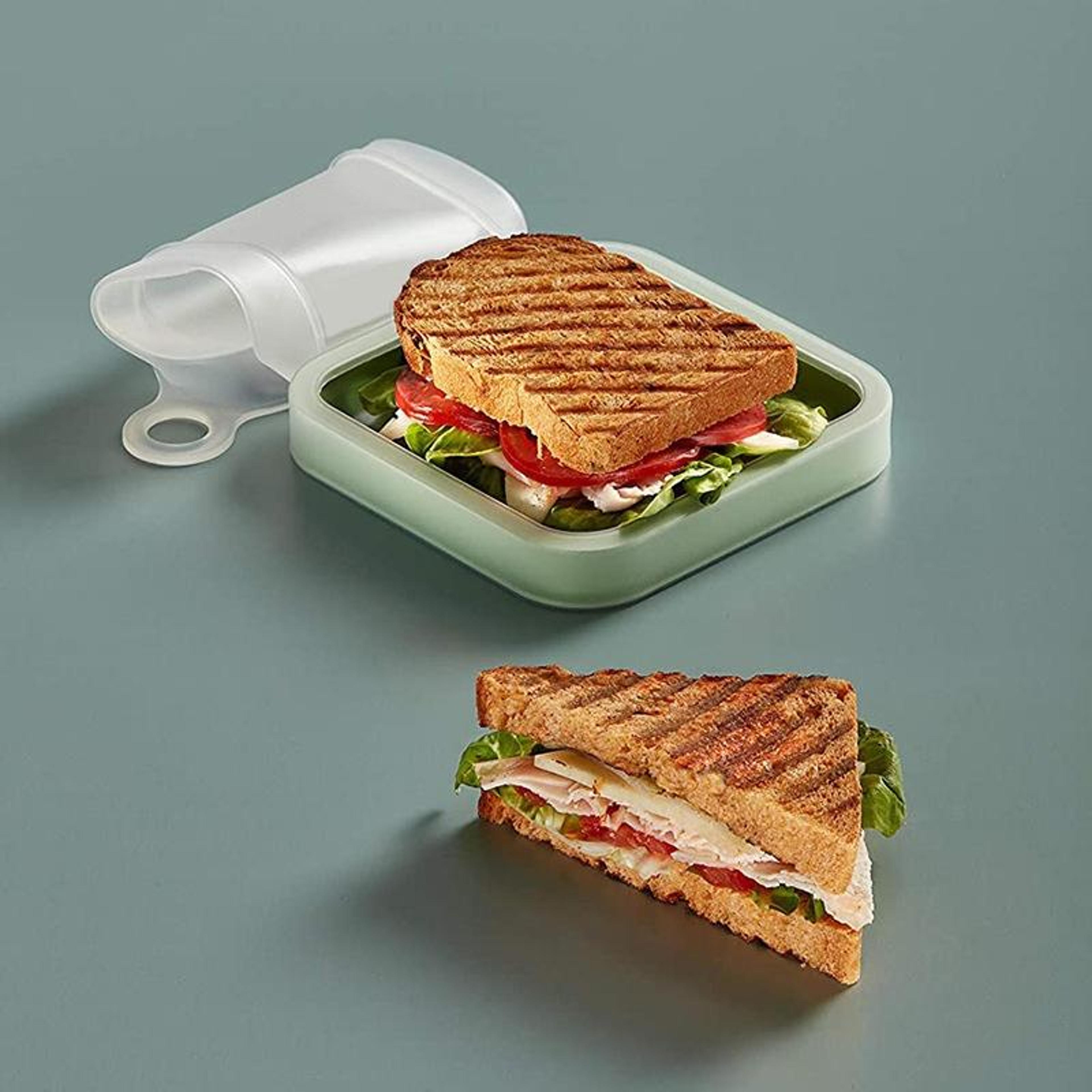silicone sandwich container portable lunch box for toast, snacks & bento meals