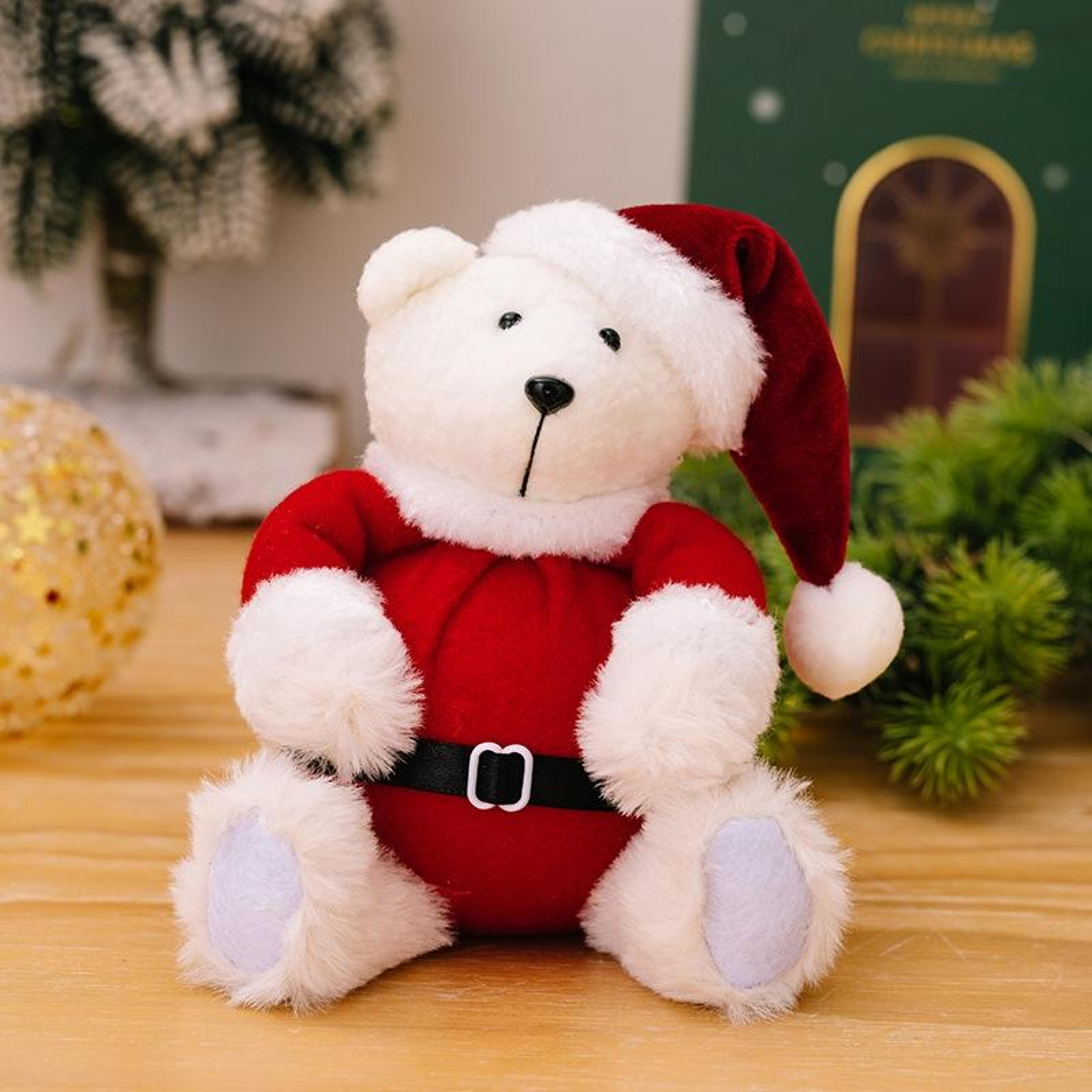 christmas plush bear ornament doll, cute holiday decoration & gift for kids