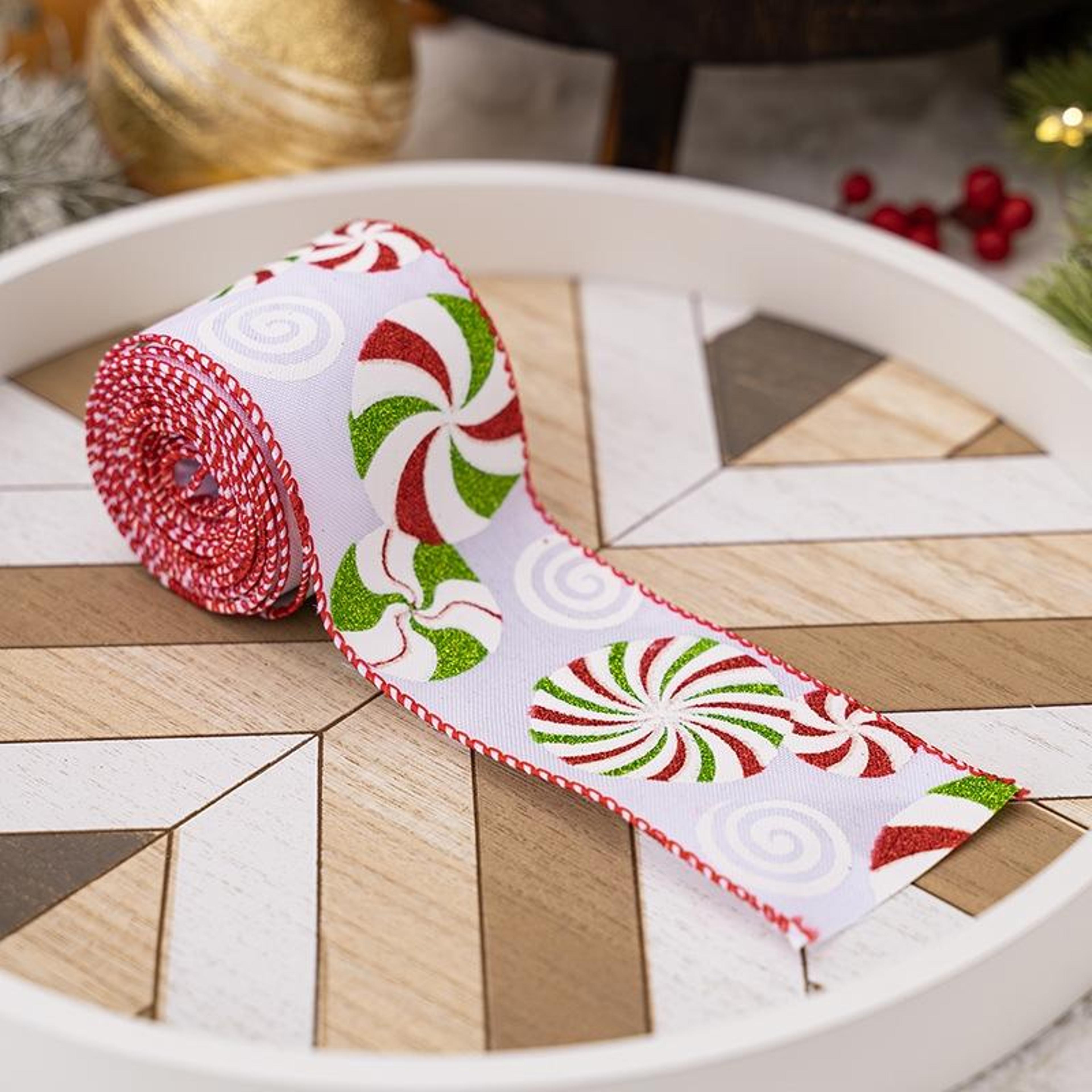 festive printed christmas ribbon roll for gift wrapping, tree decor & diy holiday bows