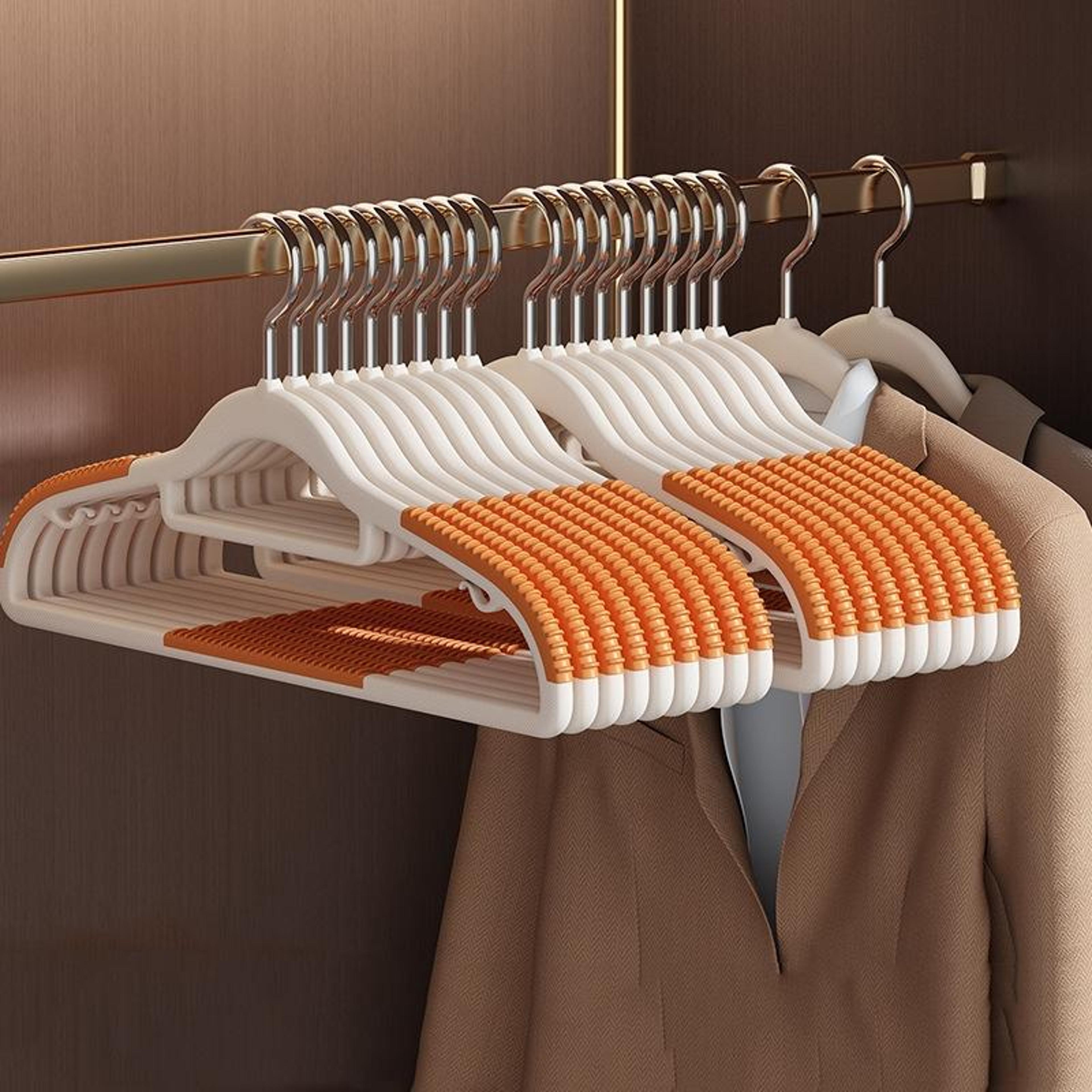 20pcs non slip clothes hangers with 360° rotating hooks & shoulder-protect design