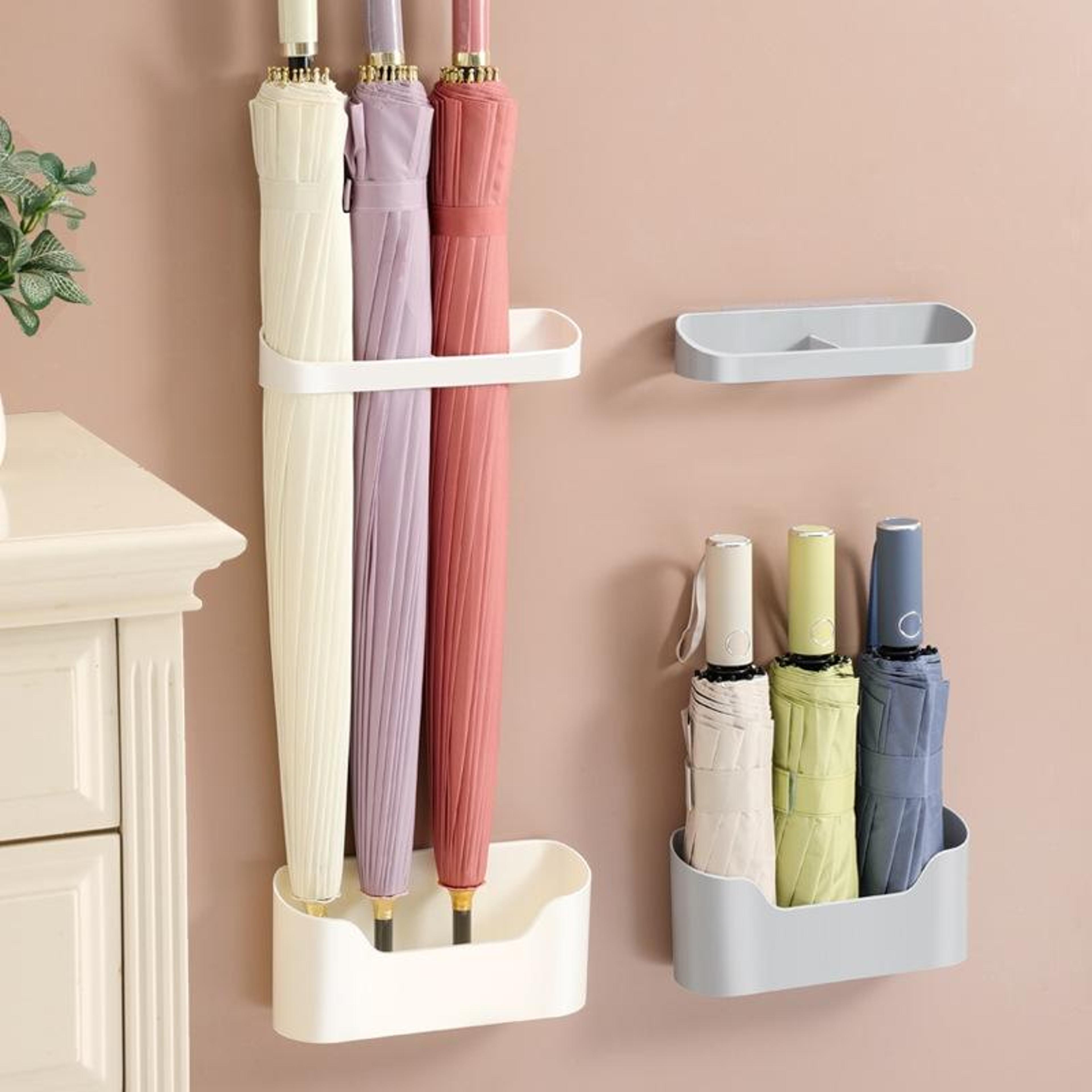 wall mounted umbrella holder with drain tray, space saving umbrella storage rack for entryways