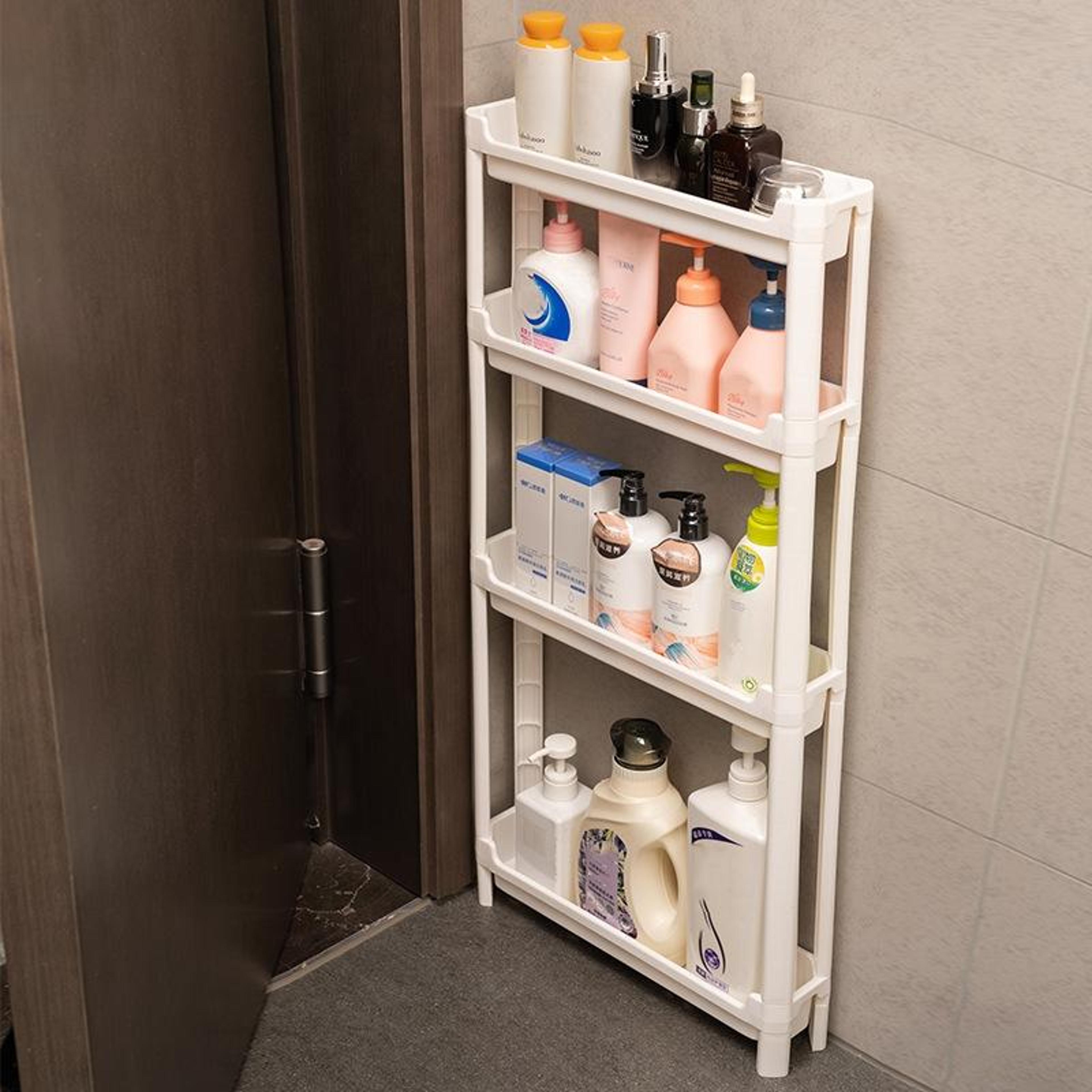 3-tier bathroom storage trolley narrow gap organizer shelf with wheels